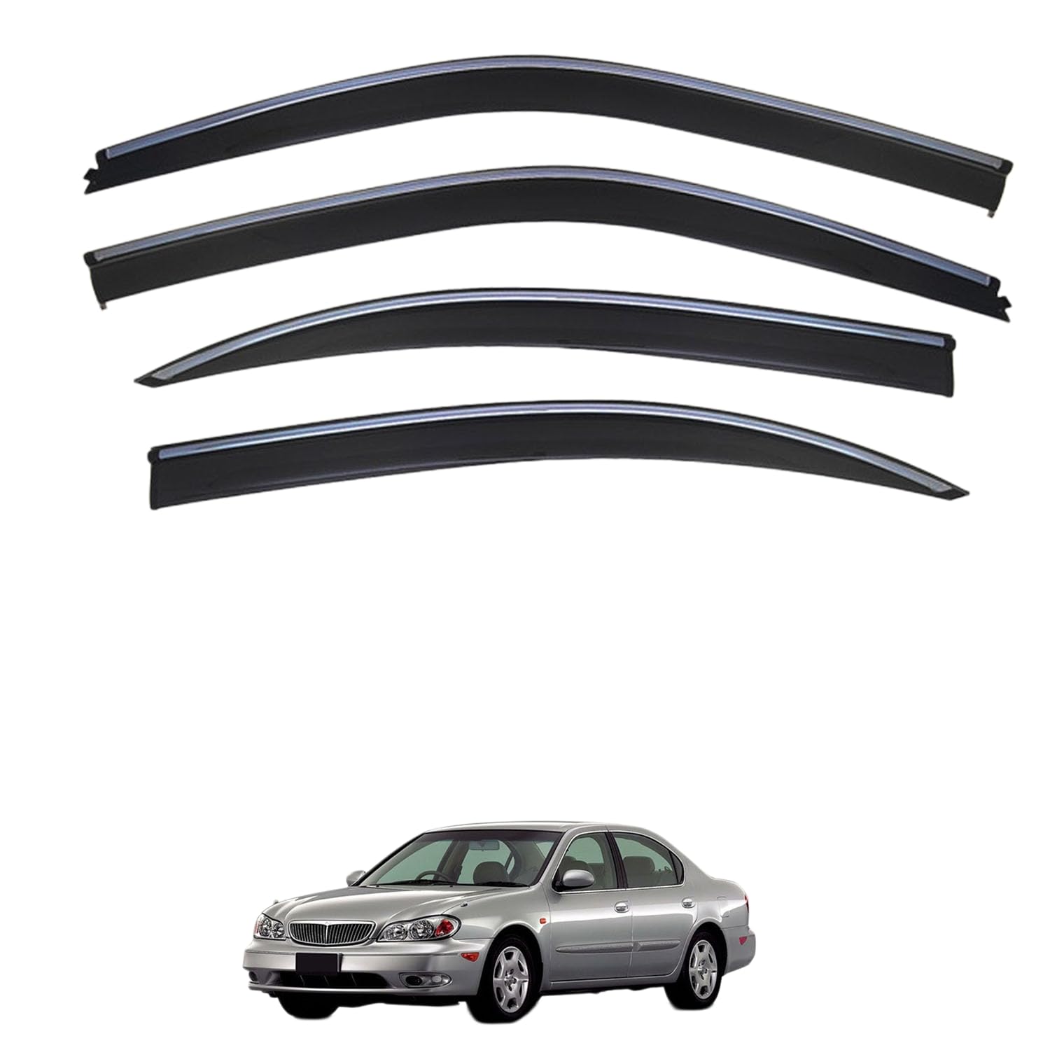 に適用 日産 セフィーロ A33 1998-2004 専用 ドアバイザー 車用レインガード 厳選アクリル製 防雨性 風切り音軽減 カスタムカーパーツ サイドバイザーセット 日よけ対策 通年使用 車外装備品 傷防止 簡単装着 視界を遮らない 結露除去 雨天走行