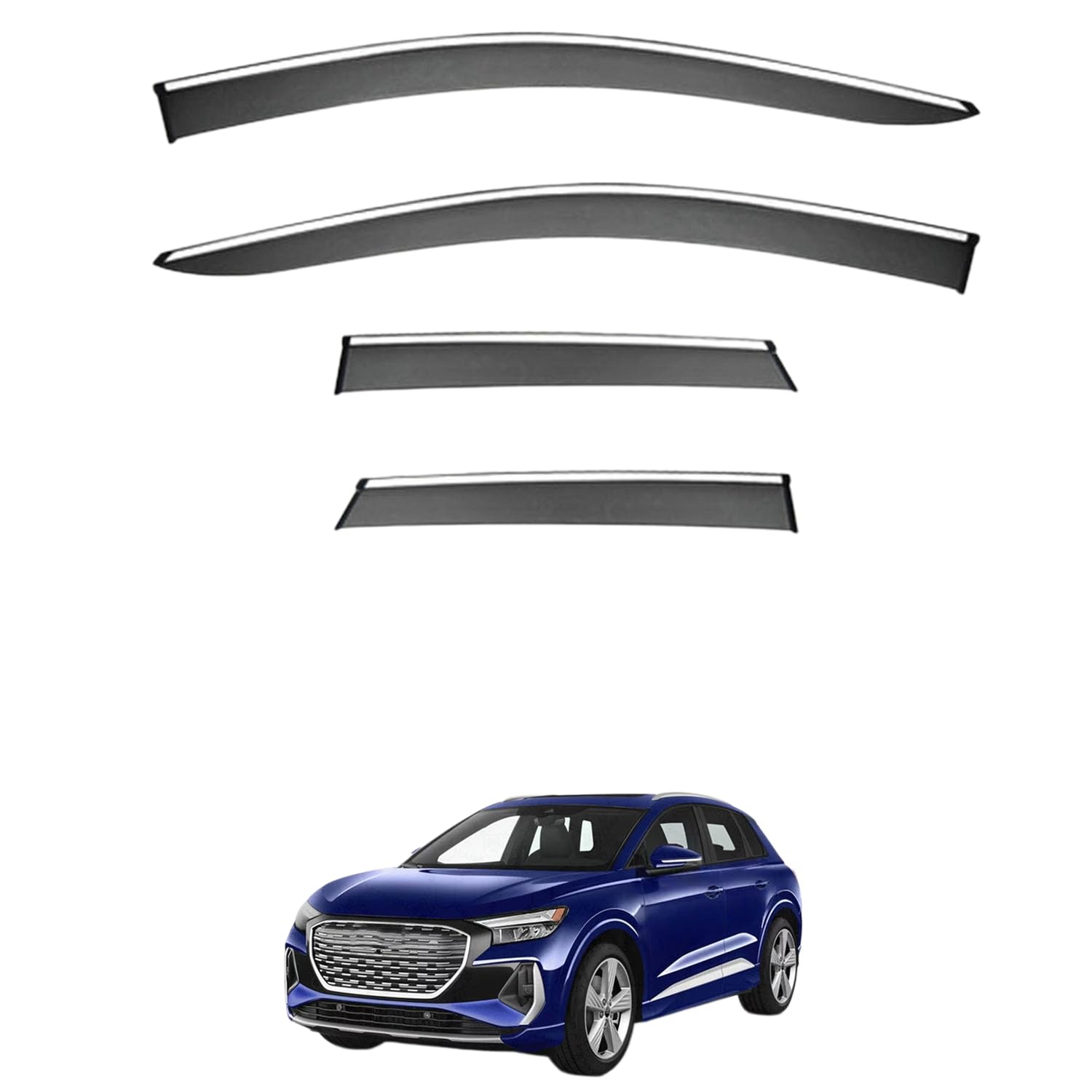 Rakuten - に適用 アウディ Q4 e-tron 2022+ 専用 ドアバイザー 車用レインガード 厳選アクリル製 防雨性 風切り音軽減 カスタムカーパーツ サイドバイザーセット 日よけ対策 通年使用 車外装備品 傷防止 簡単装着 視界を遮らない 結露除去 雨天走行