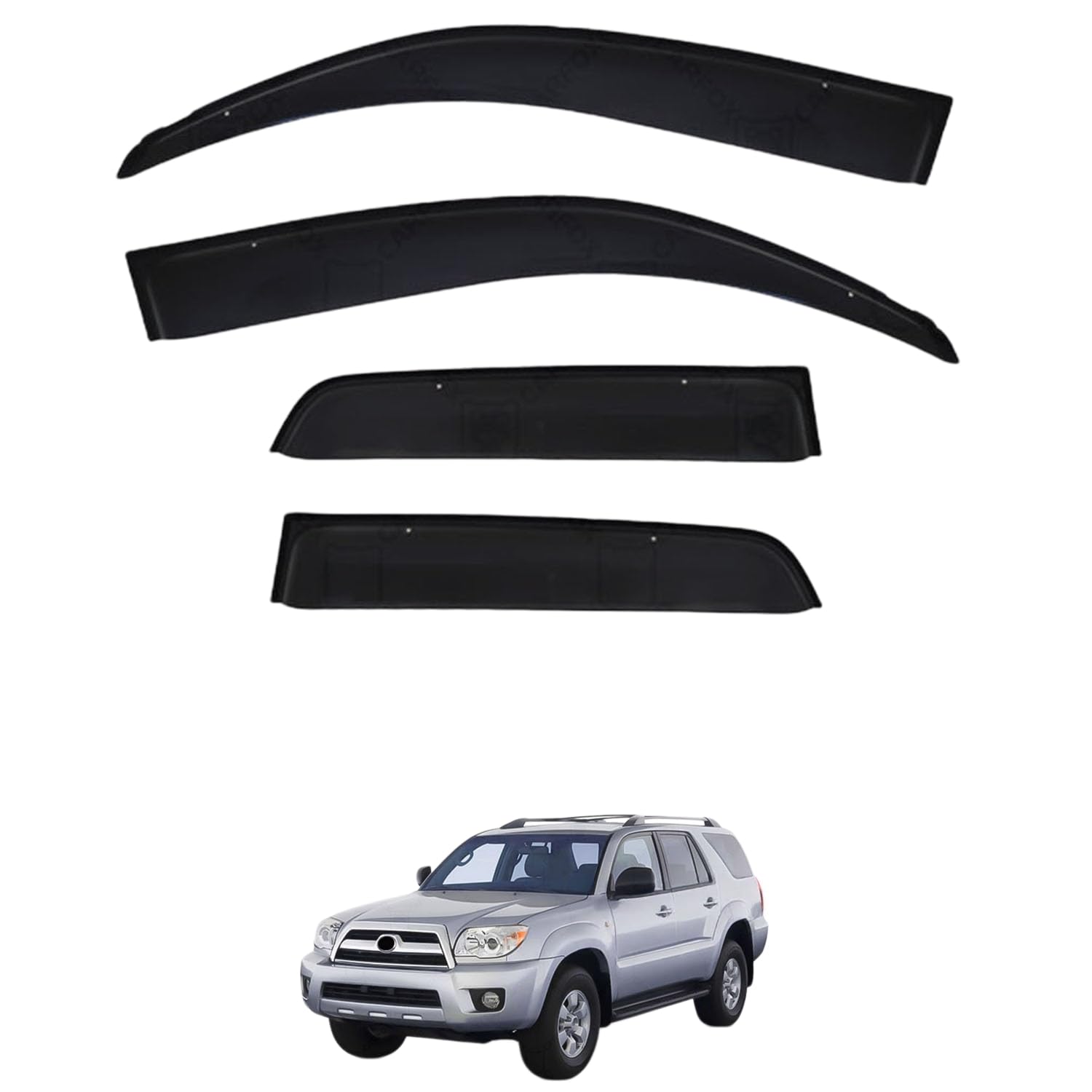 Rakuten - に適用 トヨタ 4ランナー/ハイラックスサーフ N210 2003-2009 専用 ドアバイザー 車用レインガード 厳選アクリル製 防雨性 風切り音軽減 カスタムカーパーツ サイドバイザーセット 日よけ対策 通年使用 車外装備品 傷防止 簡単装着 視界を遮らない 結露除去 雨天走行