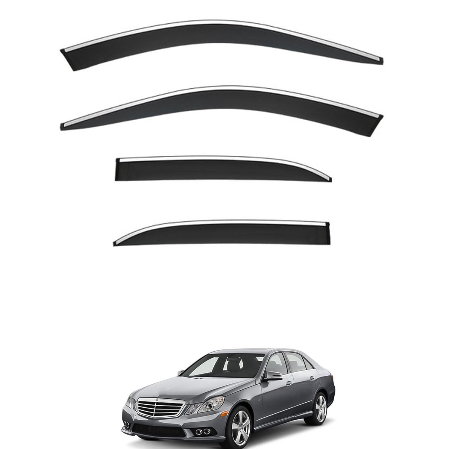 Rakuten - に適用 ベンツ Eクラス セダン W212 2010-2015 専用 ドアバイザー 車用レインガード 厳選アクリル製 防雨性 風切り音軽減 カスタムカーパーツ サイドバイザーセット 日よけ対策 通年使用 車外装備品 傷防止 簡単装着 視界を遮らない 結露除去 雨天走行