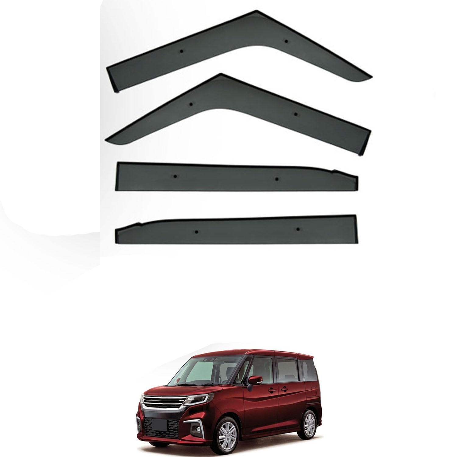 Rakuten - に適用 三菱 デリカD:2 MA27S/MA37S 2021+ 専用 ドアバイザー 車用レインガード 厳選アクリル製 防雨性 風切り音軽減 カスタムカーパーツ サイドバイザーセット 日よけ対策 通年使用 車外装備品 傷防止 簡単装着 視界を遮らない 結露除去 雨天走行