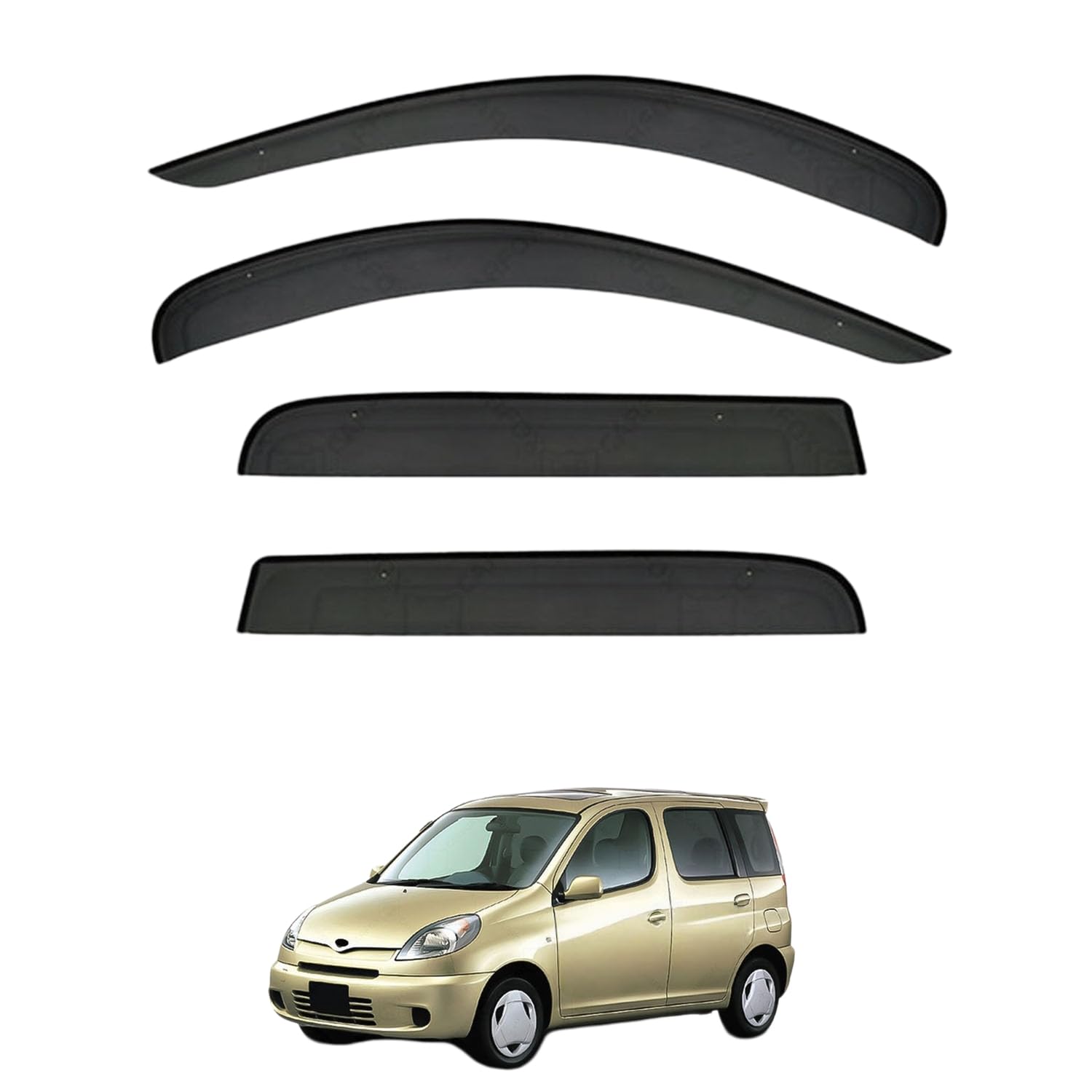 Rakuten - に適用 トヨタ ファンカーゴ XP20 1999-2006 専用 ドアバイザー 車用レインガード 厳選アクリル製 防雨性 風切り音軽減 カスタムカーパーツ サイドバイザーセット 日よけ対策 通年使用 車外装備品 傷防止 簡単装着 視界を遮らない 結露除去 雨天走行