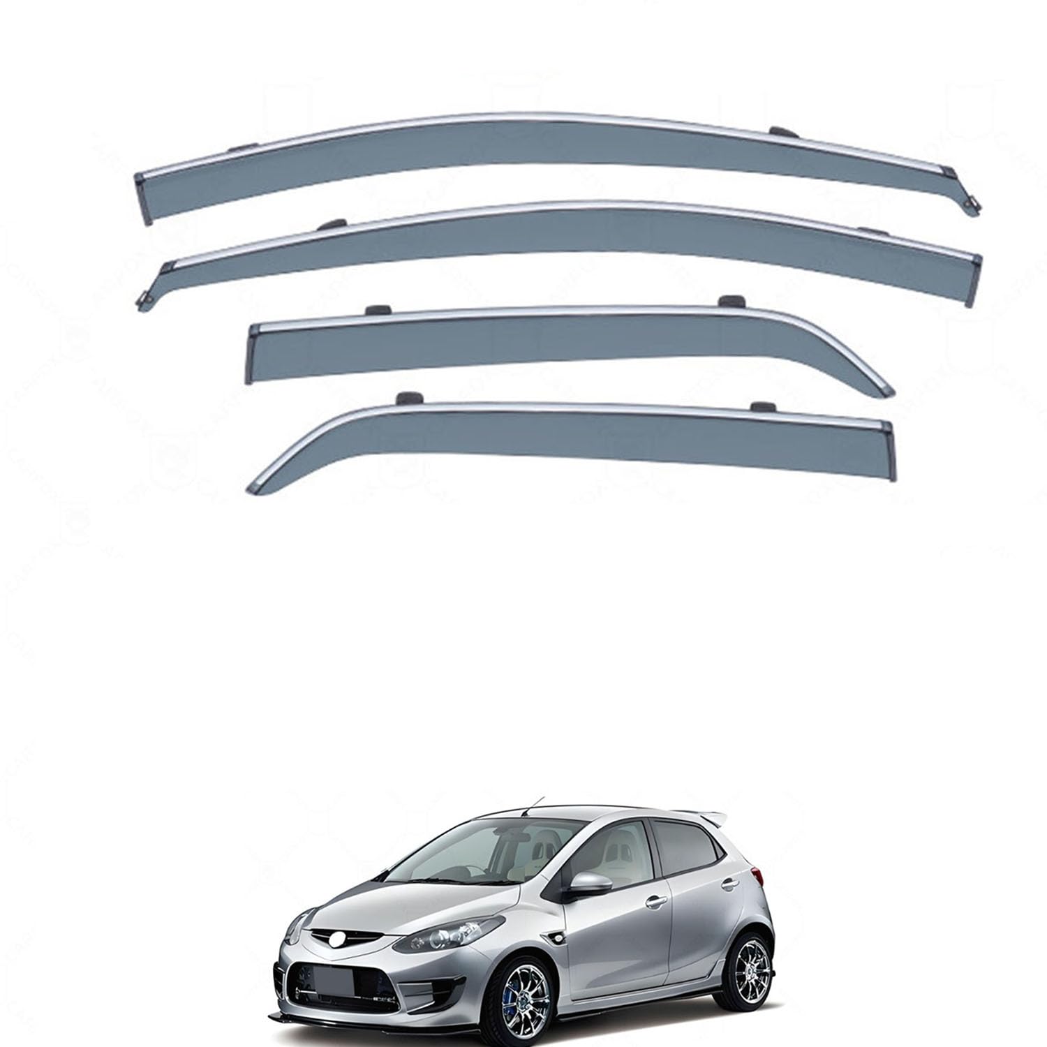 に適用 マツダ デミオ DE 2008-2013 専用 ドアバイザー 車用レインガード 厳選アクリル製 防雨性 風切り音軽減 カスタムカーパーツ サイドバイザーセット 日よけ対策 通年使用 車外装備品 傷防止 簡単装着 視界を遮らない 結露除去 雨天走行