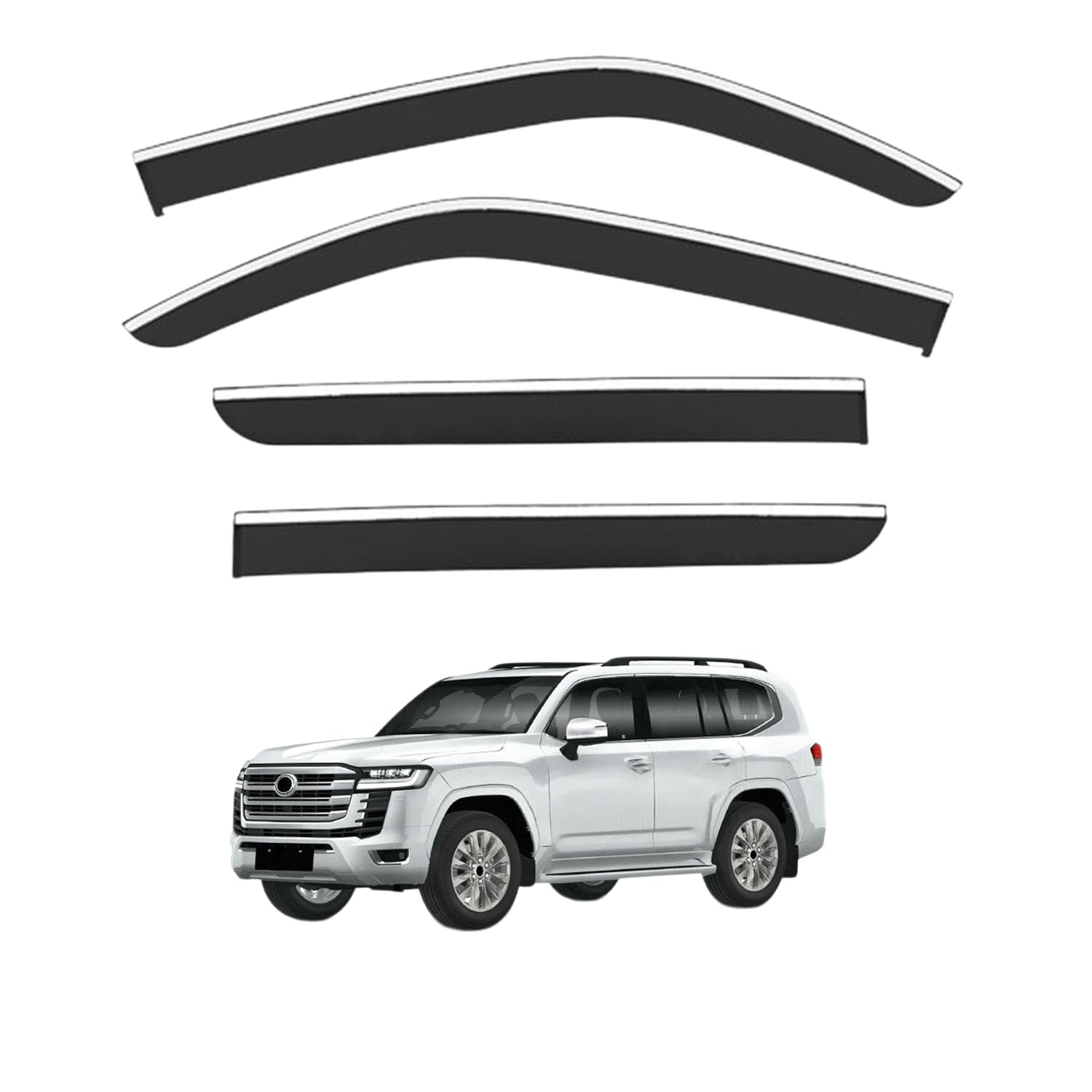 Rakuten - に適用 トヨタ ランドクルーザー300 2022+ 専用 ドアバイザー 車用レインガード 厳選アクリル製 防雨性 風切り音軽減 カスタムカーパーツ サイドバイザーセット 日よけ対策 通年使用 車外装備品 傷防止 簡単装着 視界を遮らない 結露除去 雨天走行