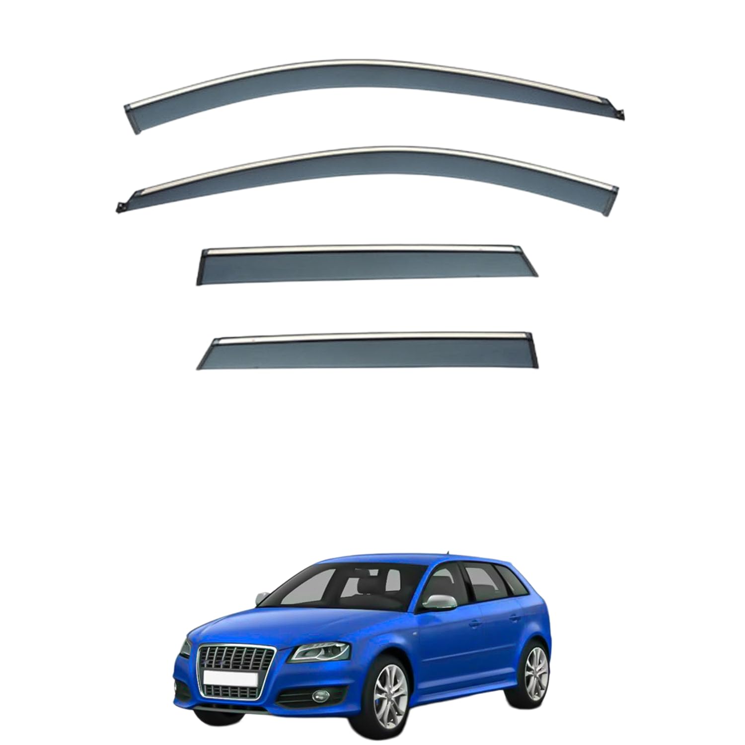 Rakuten - に適用 アウディ S3 スポーツバック 8P 2006-2012 専用 ドアバイザー 車用レインガード 厳選アクリル製 防雨性 風切り音軽減 カスタムカーパーツ サイドバイザーセット 日よけ対策 通年使用 車外装備品 傷防止 簡単装着 視界を遮らない 結露除去 雨天走行