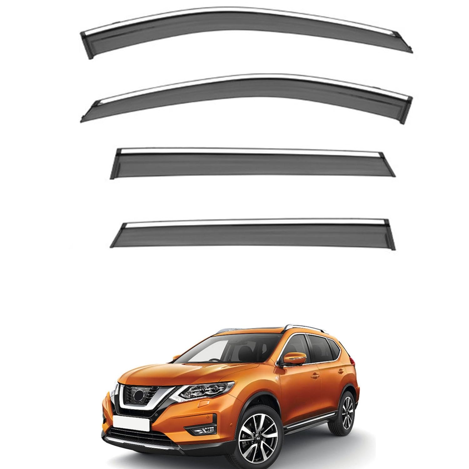 Rakuten - に適用 日産 エクストレイル T32 2014-2020 専用 ドアバイザー 車用レインガード 厳選アクリル製 防雨性 風切り音軽減 カスタムカーパーツ サイドバイザーセット 日よけ対策 通年使用 車外装備品 傷防止 簡単装着 視界を遮らない 結露除去 雨天走行