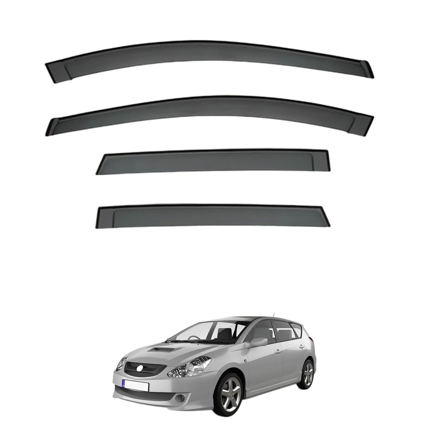 Rakuten - に適用 トヨタ カルディナ T240 2002-2007 専用 ドアバイザー 車用レインガード 厳選アクリル製 防雨性 風切り音軽減 カスタムカーパーツ サイドバイザーセット 日よけ対策 通年使用 車外装備品 傷防止 簡単装着 視界を遮らない 結露除去 雨天走行
