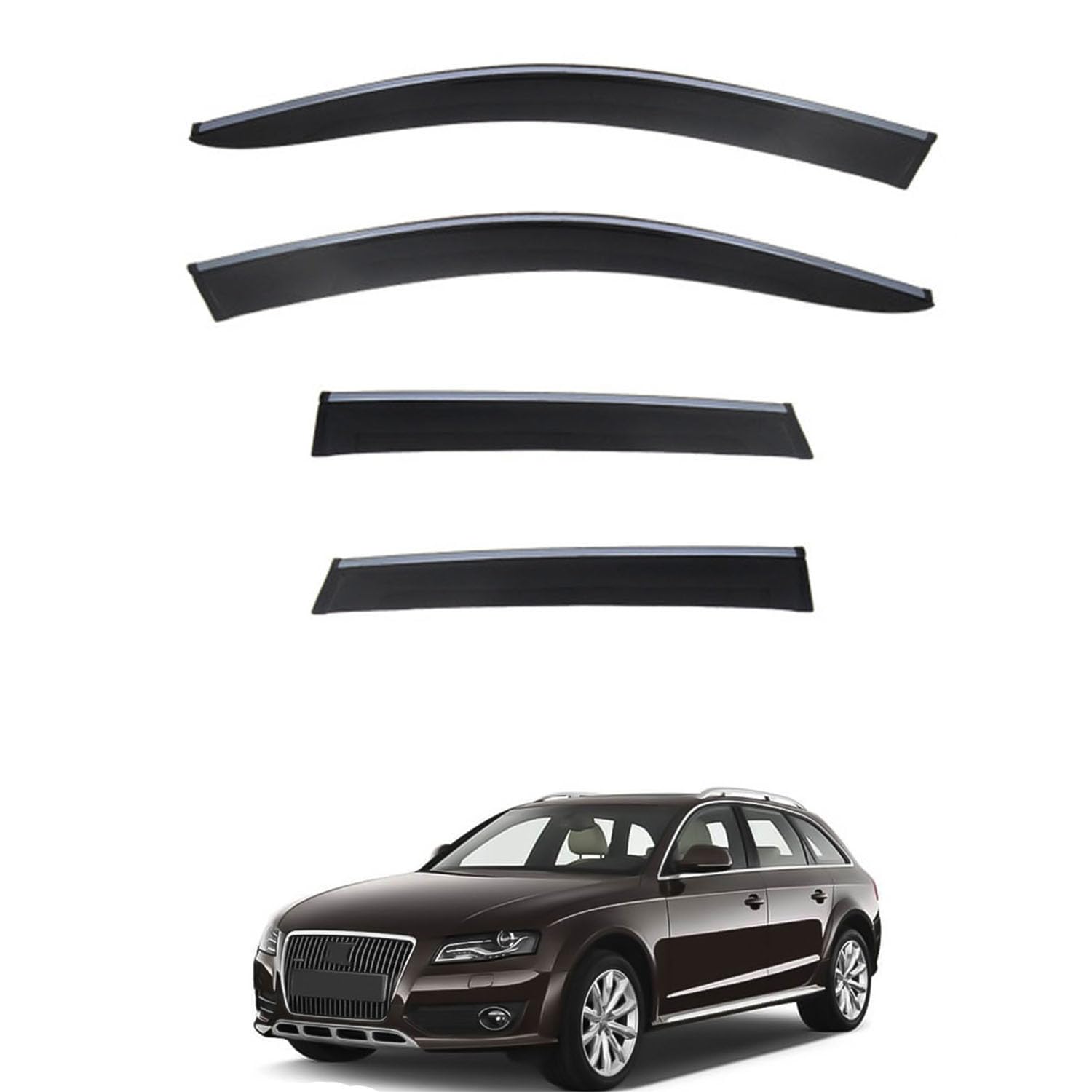 【専用設計モデル】に適用 アウディ A4 アバント B8 2009-2015 専用【耐候性に優れたマテリアル】傷がつきにくく、対候性にも優れたPC素材で成型されています。柔軟性が高いため、物理的な衝撃を受けても割れにくく、長きにわたって美しい外観を維持します。【雨の日の不快感をゼロに】窓を開けても雨の侵入をしっかりブロック。車内の空気がこもりがちな雨天時でも、効率よく換気が行えるため、同乗者にも快適な移動時間を提供します。【スタイリッシュな外観】車体デザインに自然に溶け込む洗練されたフォルム。実用的な雨除け?日除けとしてだけでなく、愛車のサイドビューをより引き締めるカスタムアクセサリーとしても最適です。【無加工?スピーディー装着】車体へのダメージがない両面テープ貼り付けタイプ。面倒な工具や専門的な技術は一切不要で、フィッティングを確認して貼り合わせるだけで作業が完了します。ドアバイザー 車用レインガード 厳選アクリル製 優れた防雨性 風切り音軽減 カスタムカーパーツ サイドバイザーセット 日よけ対策 通年使用 車外装備品 傷防止 簡単装着 視界を遮らない 結露除去 雨天走行