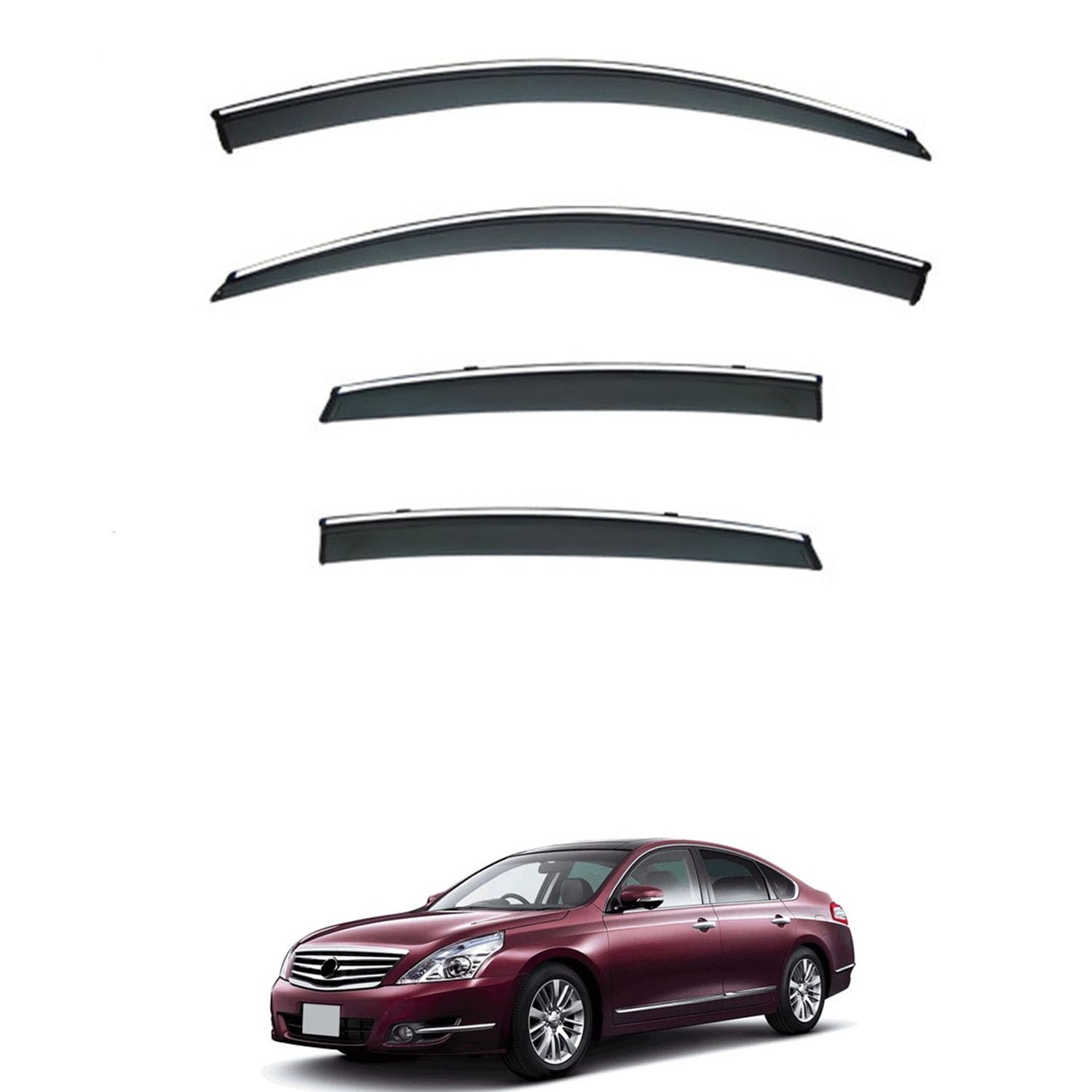 Rakuten - に適用 日産 ティアナ J32 2008-2012 専用 ドアバイザー 車用レインガード 厳選アクリル製 防雨性 風切り音軽減 カスタムカーパーツ サイドバイザーセット 日よけ対策 通年使用 車外装備品 傷防止 簡単装着 視界を遮らない 結露除去 雨天走行