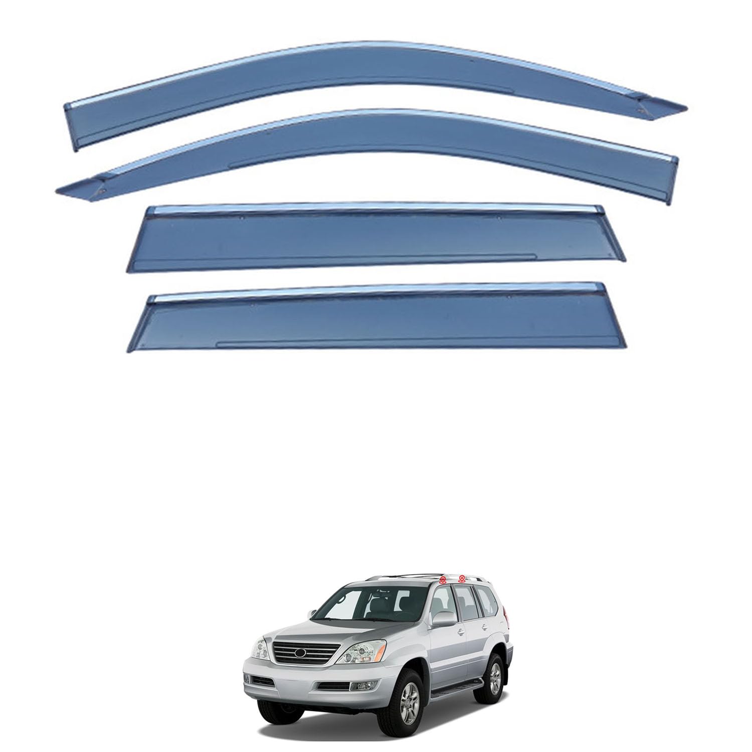 に適用 レクサス GX470 J120 2001-2009 専用 ドアバイザー 車用レインガード 厳選アクリル製 防雨性 風切り音軽減 カスタムカーパーツ サイドバイザーセット 日よけ対策 通年使用 車外装備品 傷防止 簡単装着 視界を遮らない 結露除去 雨天走行
