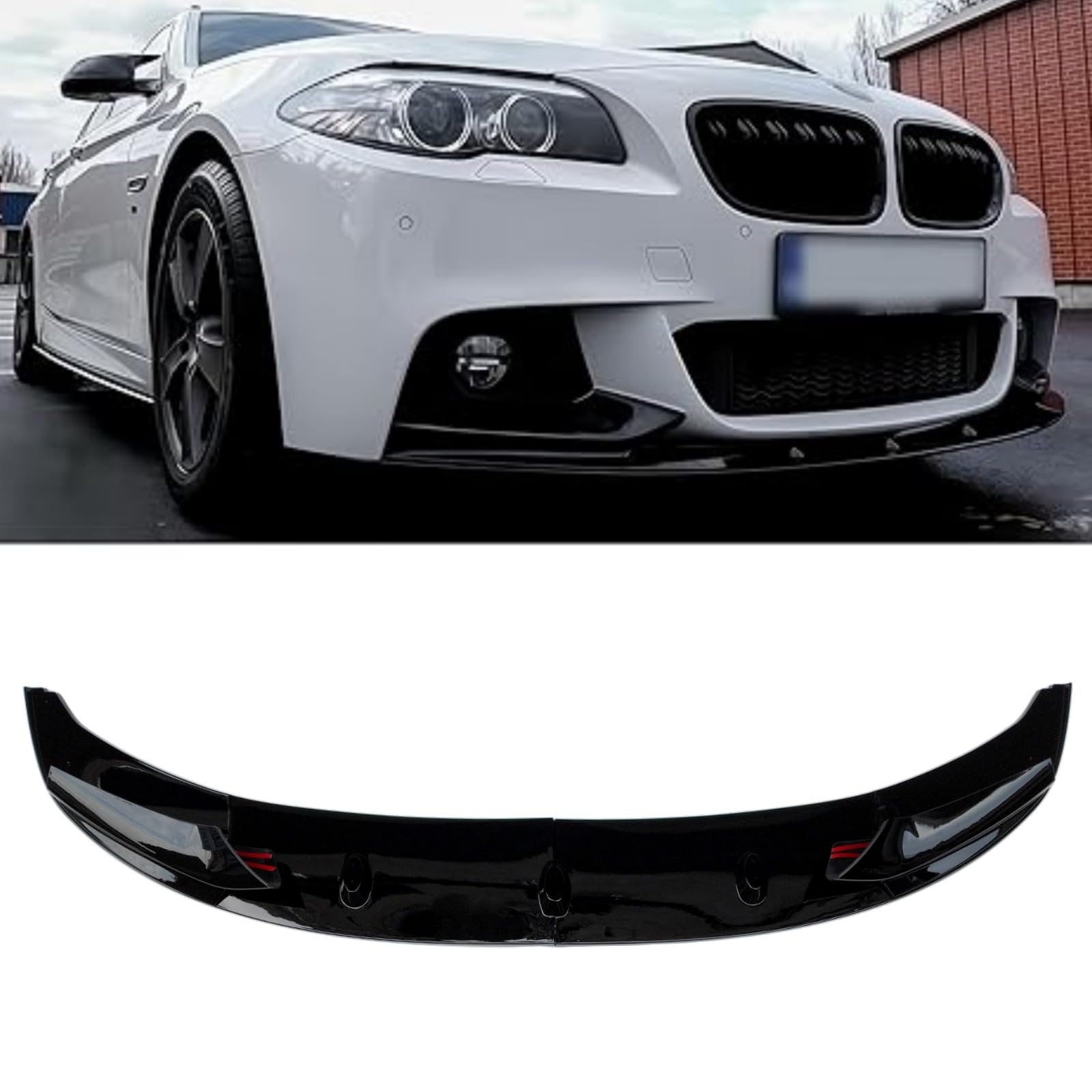 F10 フロントスポイラー BMW F10 F11 5シリーズ 2011-2016 Mスポーツバンパー フロントリップ リップスポイラー ABS製 塗装済み バンパーリップ 艶あり黒