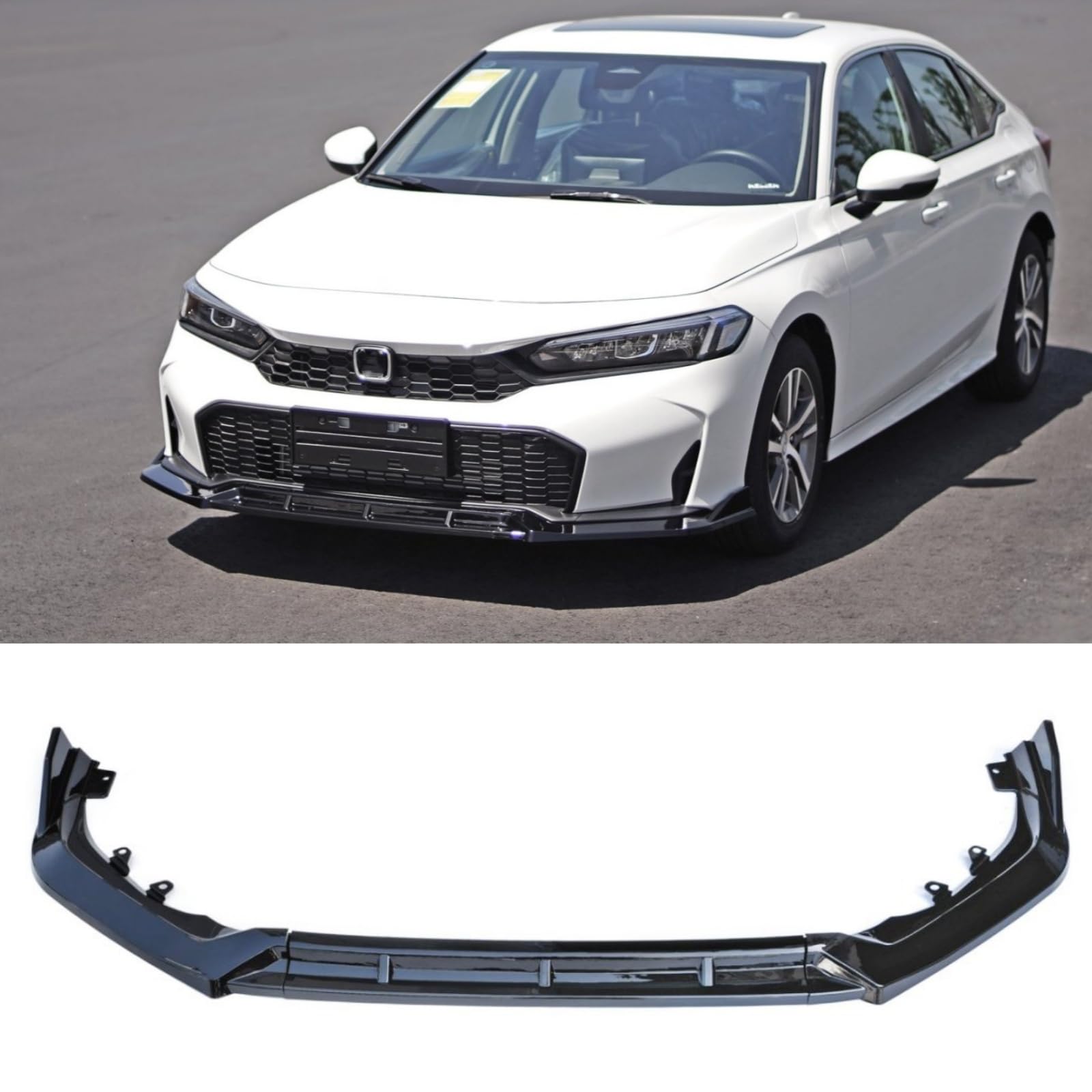 Rakuten - シビック フロントスポイラー 2025年+ ホンダ CIVIC 11.5代目 用 フロントリップ 艶あり黒 ABS 塗装済み リップスポイラー エアロパーツ ガーニッシュ カーアクセサリー 改装パーツ