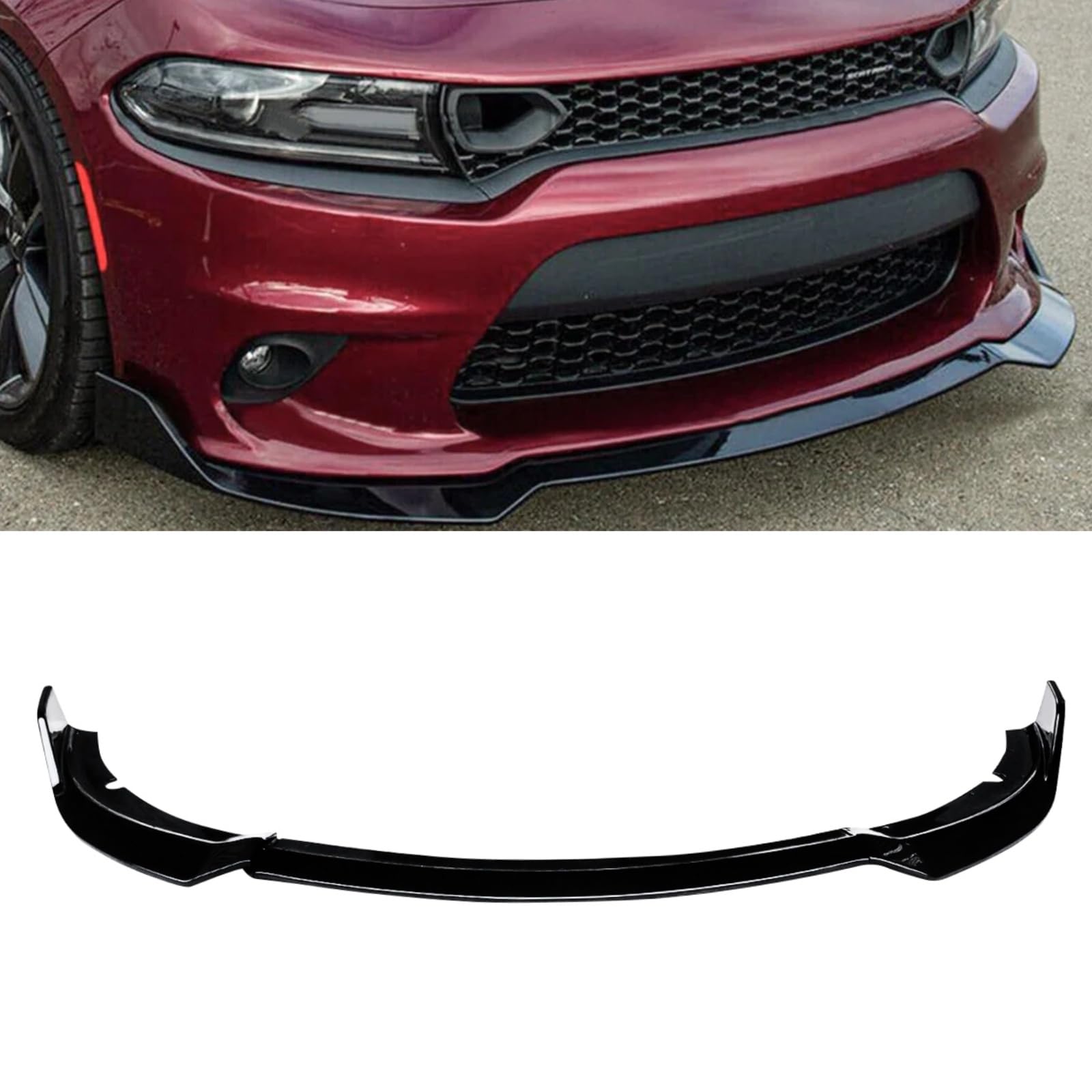 Rakuten - Charger フロントスポイラー 2015-2023 ダッジ チャージャー SRT Scat Pack ABS製 艶あり黒 改装専用 フロントリップ カーアクセサリー