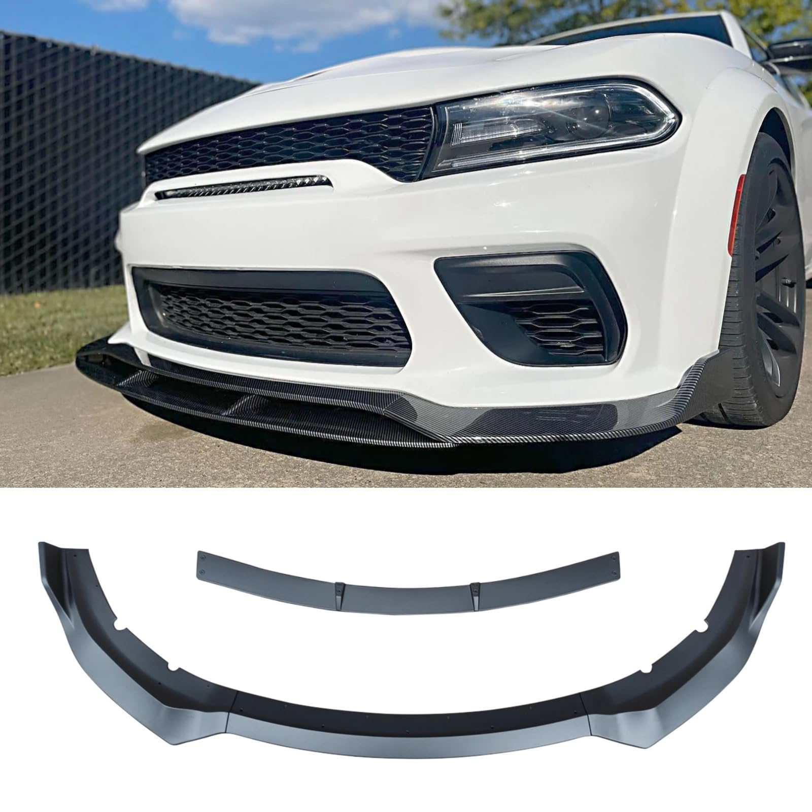 フロントスポイラー 2020-2023 ドッジ ダッジ チャージャー ワイドボディ SRT フロントリップ リップスポイラー 艶消し黒 4PC 塗装済み ABS製 エアロパーツ ガーニッシュ カーアクセサリー