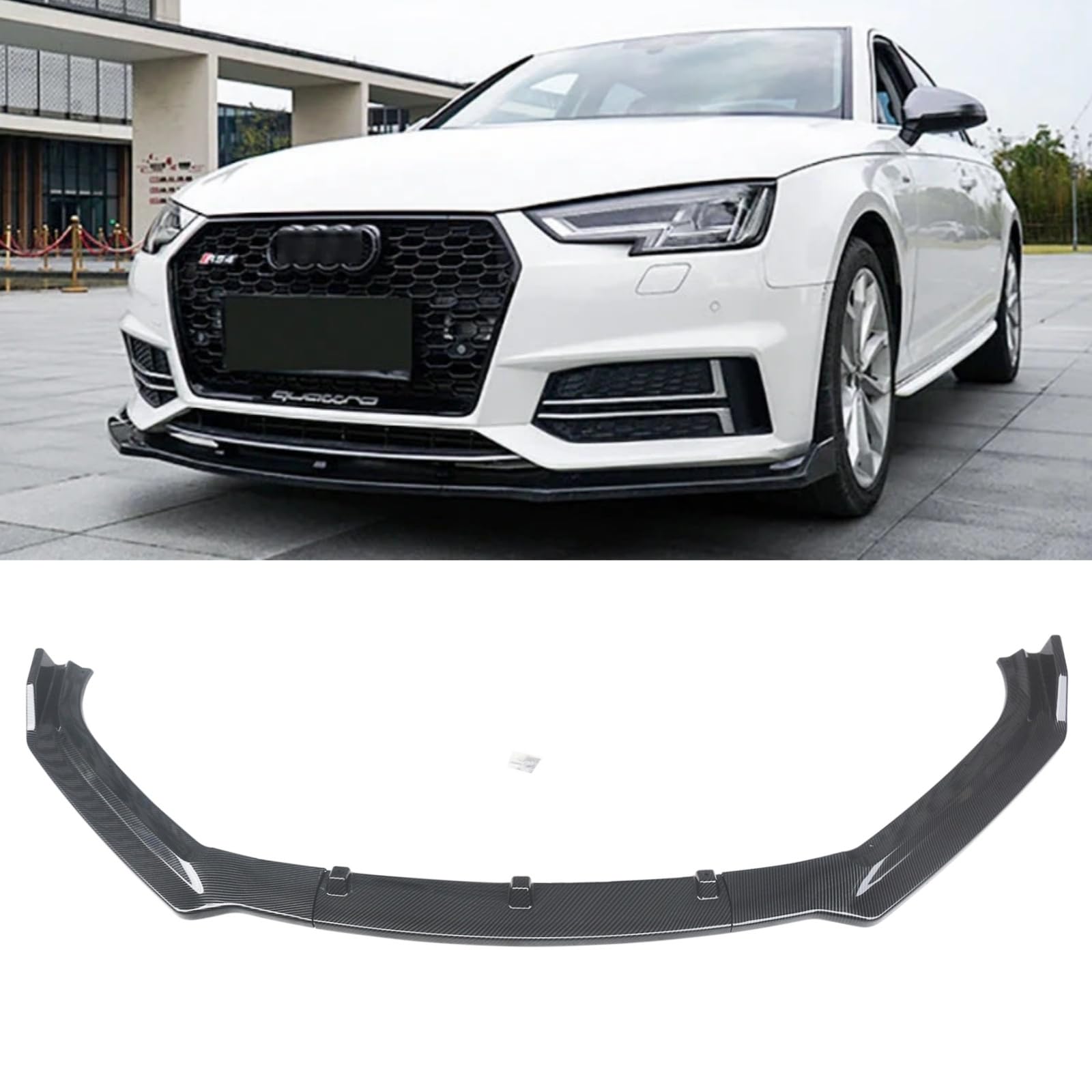 Rakuten - フロントスポイラー アウディ A4 スポーツ 2017年 2018年 適合 フロントリップ リップスポイラー ABS製 塗装済み パンチなし エアロパーツ カーボン調