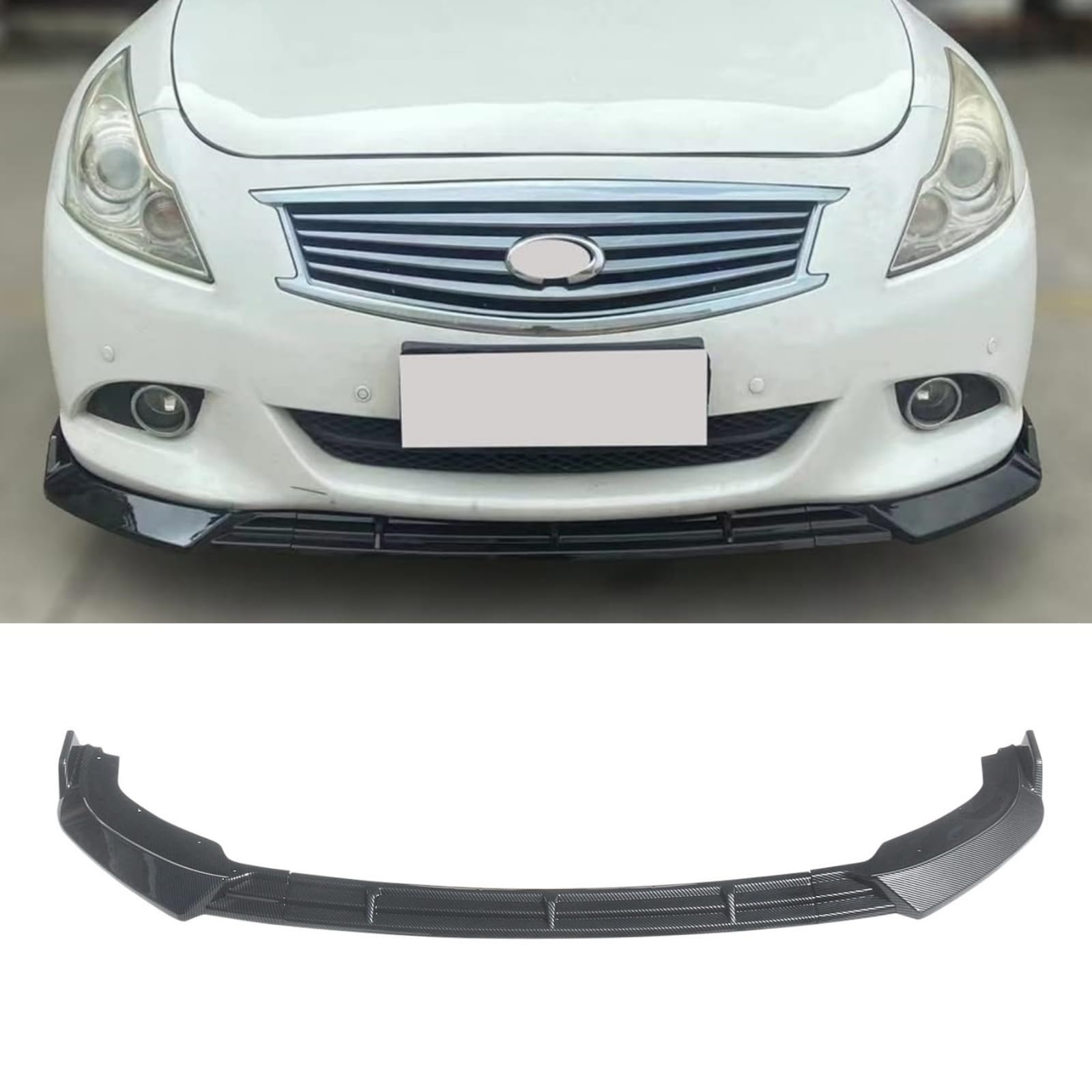 Rakuten - G37 フロントスポイラー インフィニティ G37 セダン 2010-2013 適合 フロントリップ リップスポイラー ABS製 塗装済み 3 ピース カーボン調