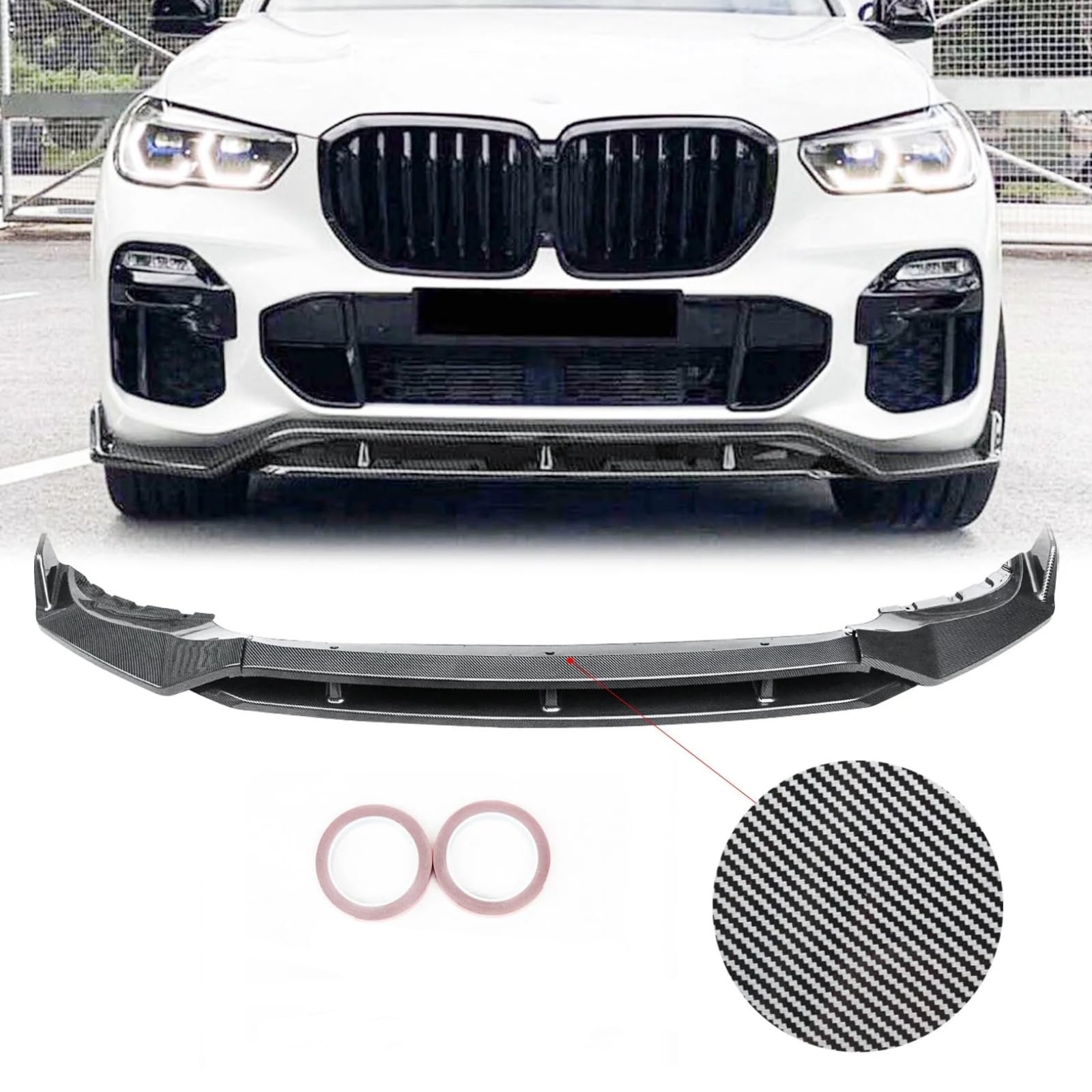 Rakuten - X5 フロントスポイラー 2019-2023 BMW G05 X5 Mスポーツ 専用 リップスポイラー フロントリップ ABS製 カーボン調 塗装済み 4分割 外装 フロントバンパー