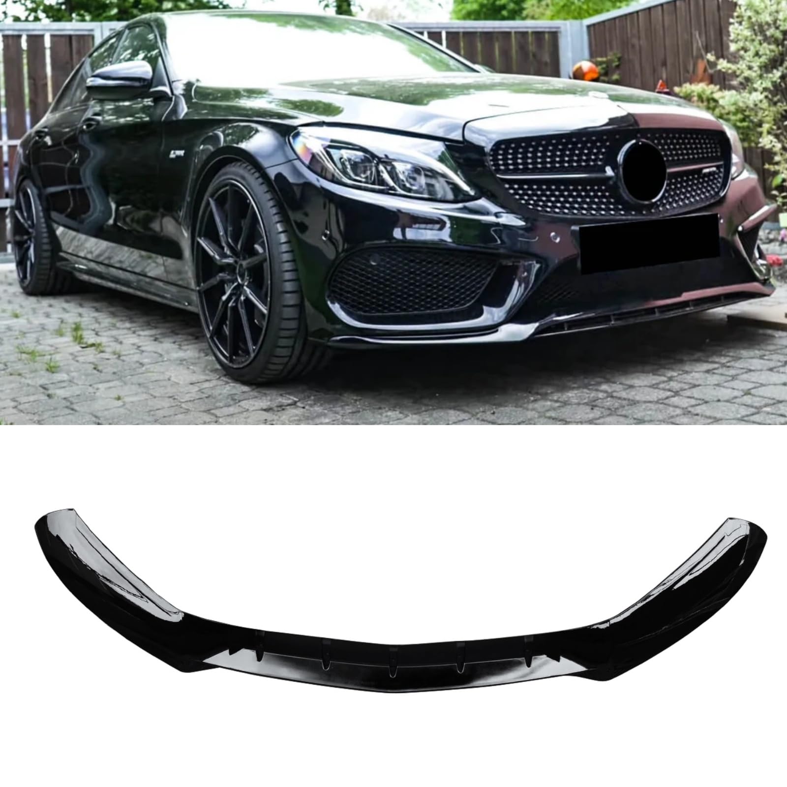 ベンツ フロントスポイラー 2015-2018 メルセデスベンツ Cクラス W205 C205 スポーツ AMGライン AMG C43 用 フロントリップ ABS 塗装済み 艶あり黒 リップスポイラー フロントバンパー