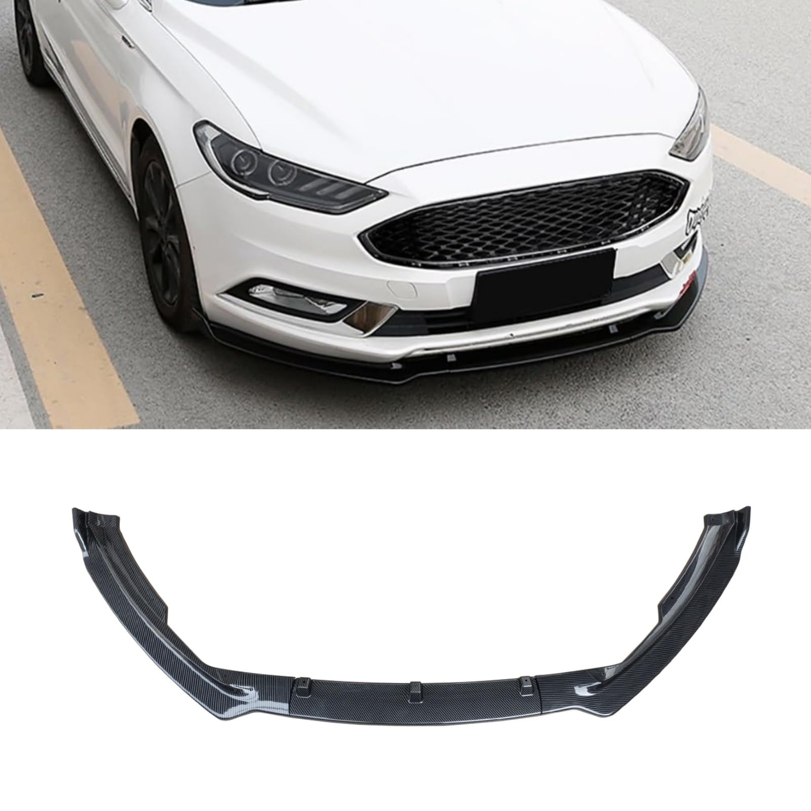 Rakuten - フロントリップ 2017-2018 フォード フュージョン 用 フロントスプリッター ABS塗装 フロントバンパー フロントスポイラー リップスポイラー カーボン調
