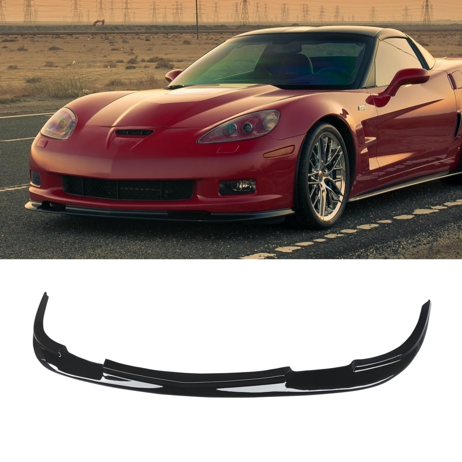Rakuten - フロントリップ 2005-2013 シボレー コルベット C6 Z06 フロントスプリッター ABS ZR1 スタイル フロントバンパー フロントスポイラー リップスポイラー 艶あり黒