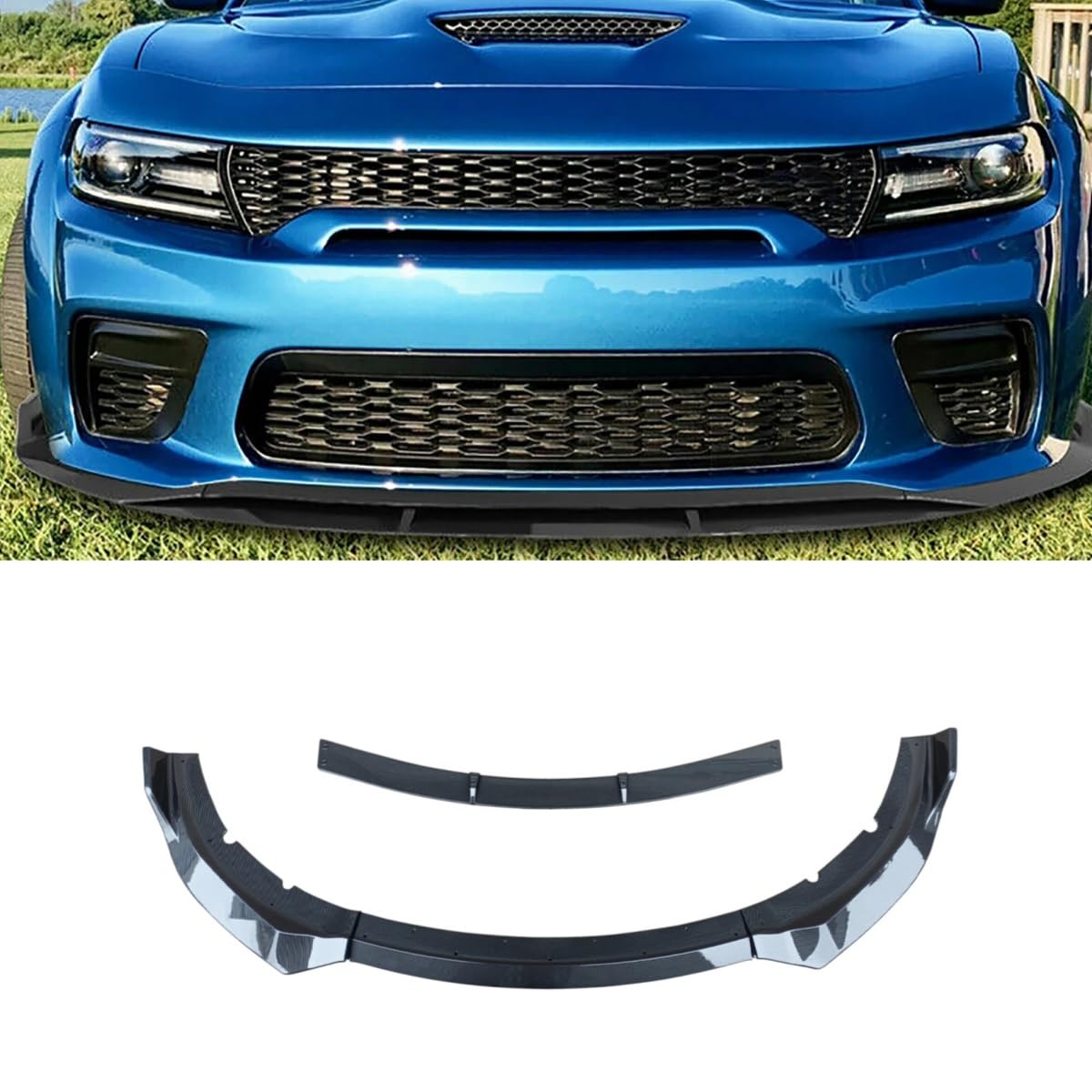 Rakuten - フロントスポイラー 2020-2023 ドッジ ダッジ チャージャー ワイドボディ SRT フロントリップ リップスポイラー カーボン調 4PC 塗装済みABS製