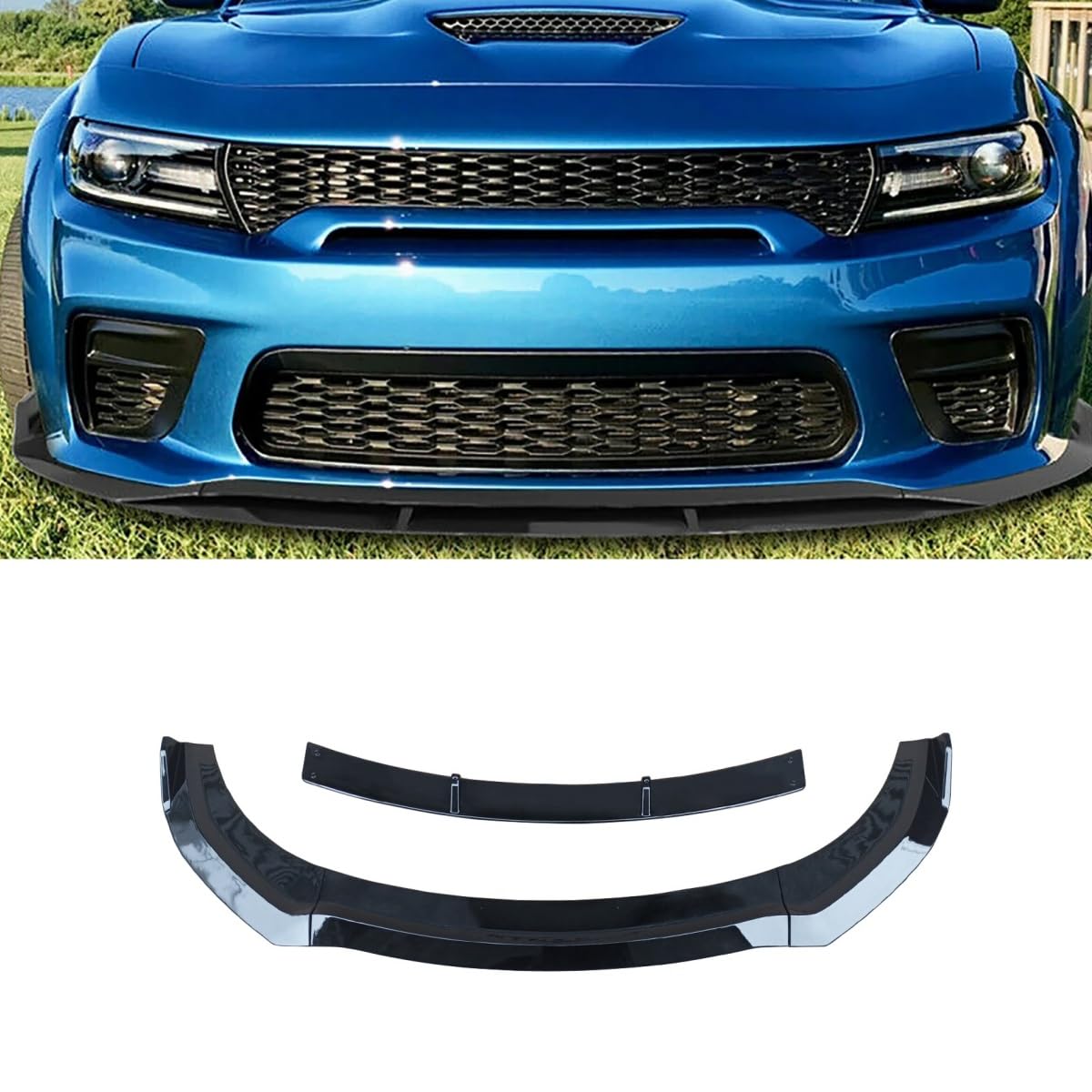 フロントスポイラー 2020-2023 ドッジ ダッジ チャージャー ワイドボディ SRT フロントリップ リップスポイラー 艶あり黒 4PC 塗装済みABS製