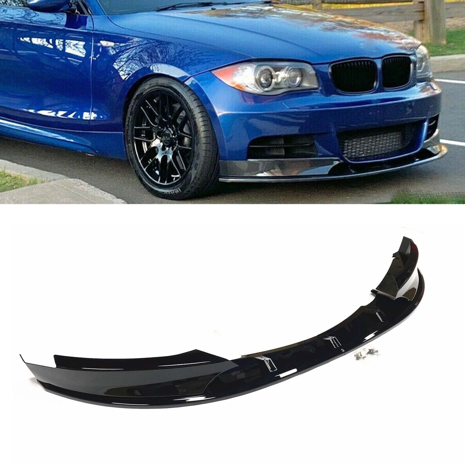 フロントスポイラー E82 2007年〜2013年 BMW 1シリーズ 車種専用 リップスポイラー 艶あり黒 フロントバンパー フロントスポイラー バンパー フロントリップ ABS製 塗装済み 4PS