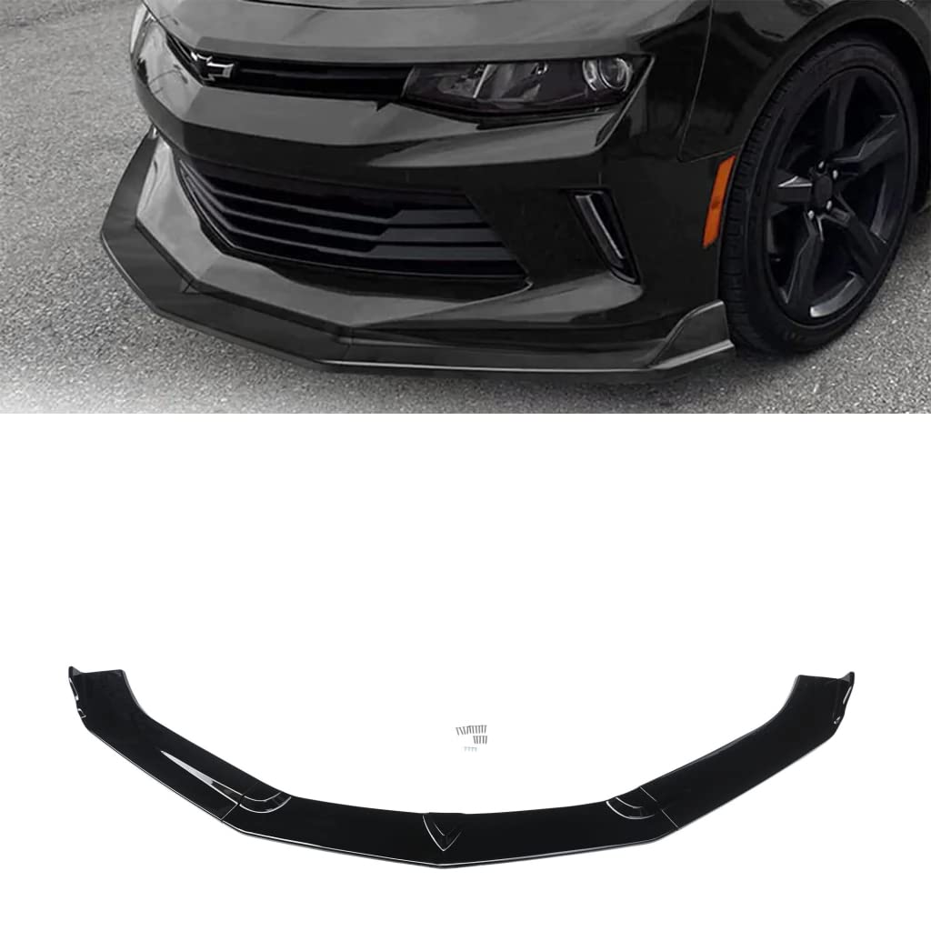 フロントスポイラー 3pcsスタイル シボレー カマロ SS LS RS 2015年〜2019年 フロントリップ リップスポイラー ABS製 塗装済み エアロパーツ ガーニッシュ カーアクセサリー 艶あり黒