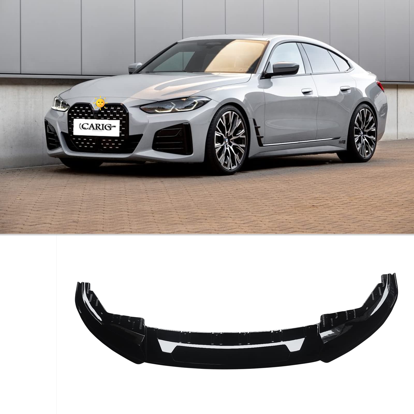 Rakuten - フロントスポイラー BMW 4シリーズ G26 M440i xDrive グラン クーペ M-Performance 適合 車種専用 2022年〜現行 フロントリップ リップスポイラー ABS製 塗装済み 艶あり黒