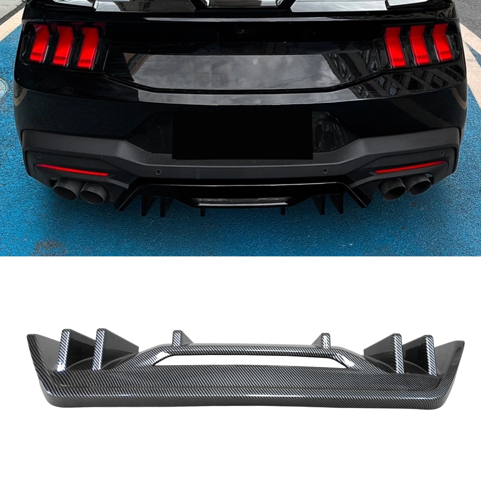 Rakuten - リアディフューザー フォード マスタング S650 2024 2025 車種専用 リアパンバースポイラー ABS 塗装済み カーボン調