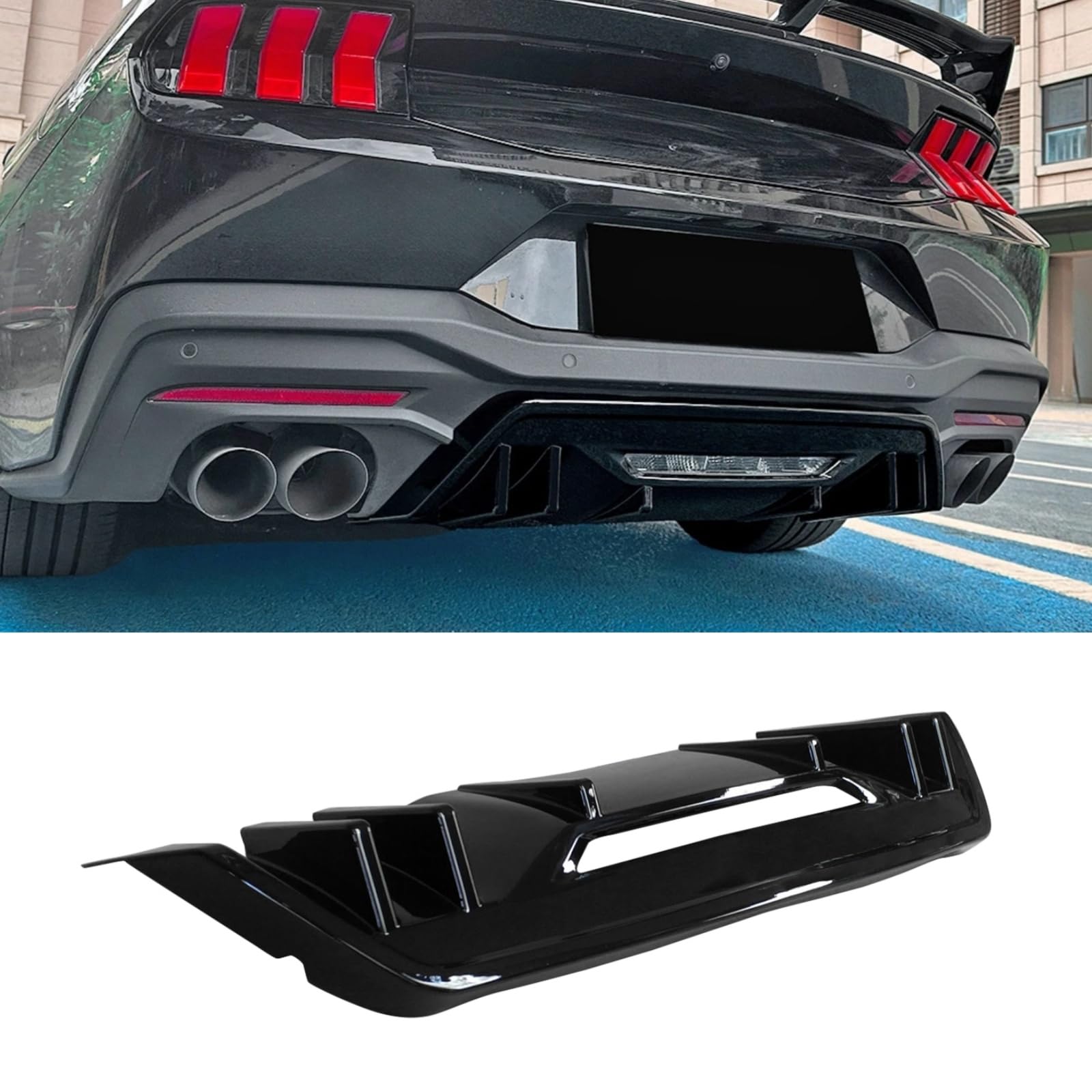 Rakuten - リアディフューザー フォード マスタング S650 2024 2025 車種専用 リアパンバースポイラー ABS 塗装済み 艶あり黒