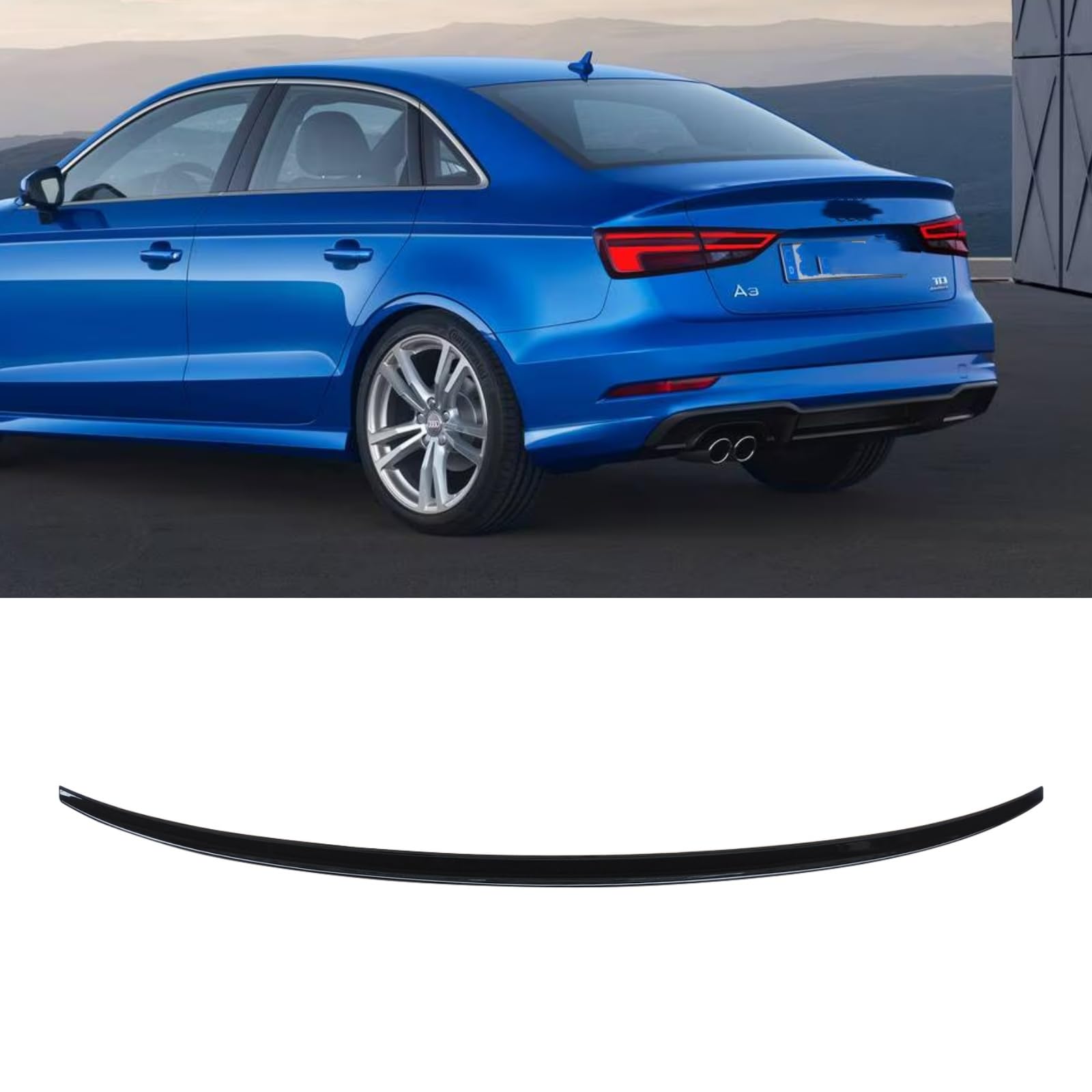 Rakuten - アウディ 2013-2020 A3 S3 RS3 セダン 車種専用 リアスポイラー リアウィング トランクスポイラー リアアンダースポイラー 改装パーツ ABS製 塗装済み 艶あり黒
