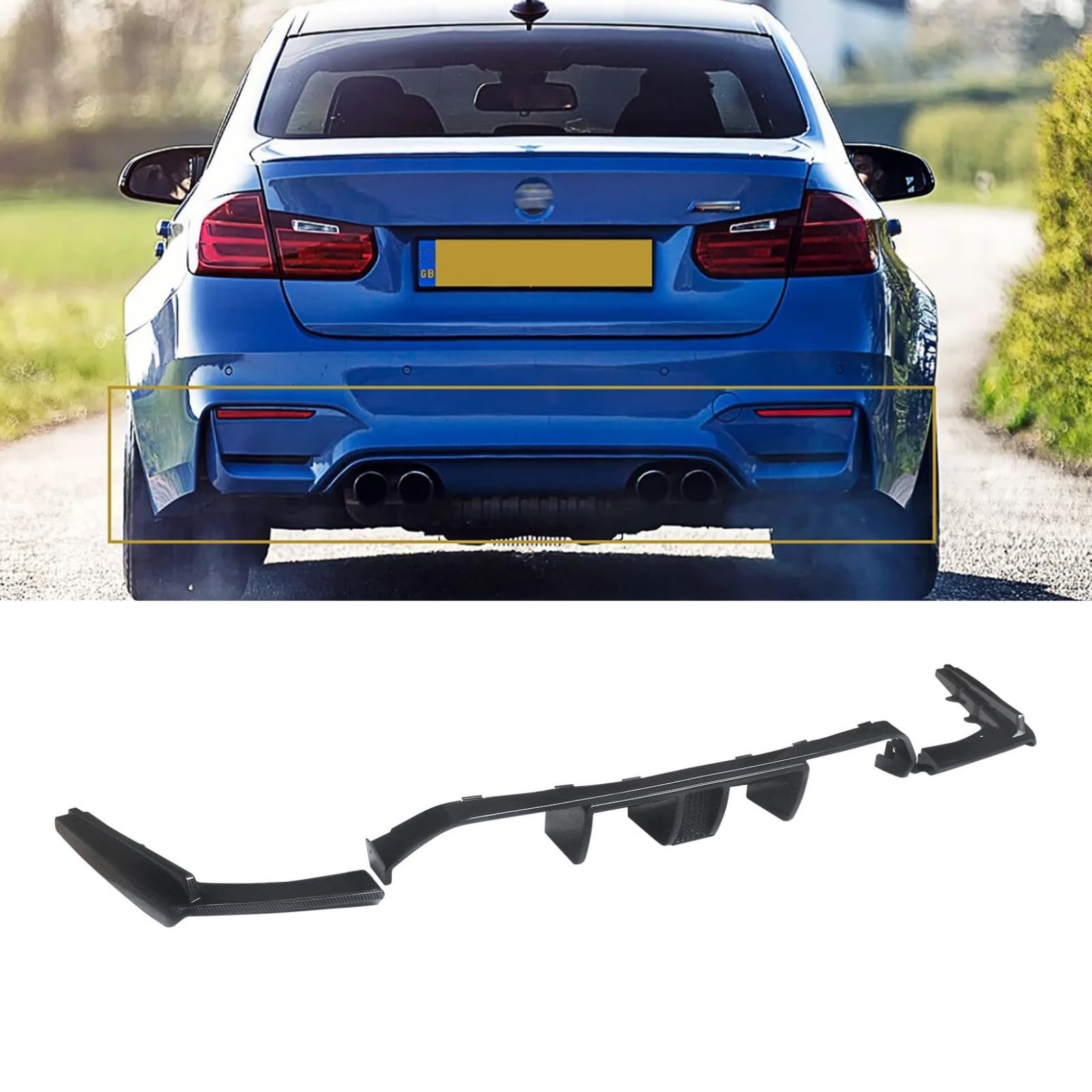 F80 リアディフューザー BMW M3 F80 M4 F82 F83 5代目 2014年〜2020年 適合 車種専用 リアパンバースポイラー リアパンバーディフューザー LEDブレーキランプ有り ABS 塗装済み カーボン調