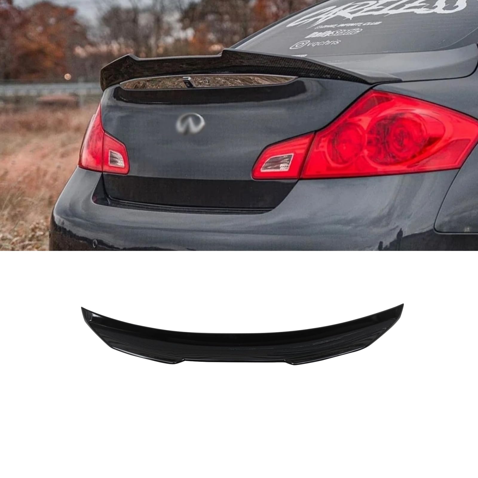 Rakuten - リアスポイラー 2007-2015 インフィニティ G37 リアウイング リアアンダースポイラー PSM スタイル 車種専用 ABS製 塗装済み エアロパーツ ガーニッシュ アクセサリー(艶有り黒)