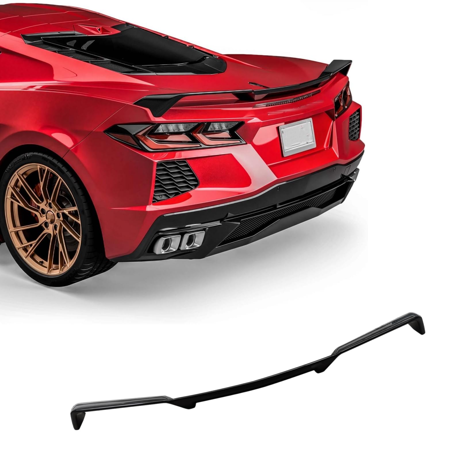 Rakuten - C8 リアスポイラー シボレー コルベット 2LT 3LT コンバーチブル C8 2020年〜2025年 車種専用 リアウイング トランクスポイラー リアアンダースポイラー 艶あり黒 ABS製 塗装済み