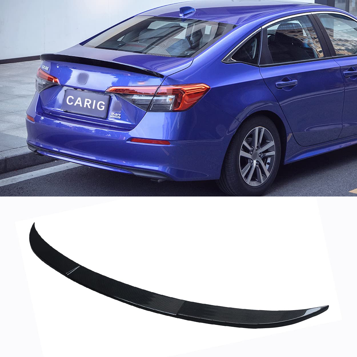 Rakuten - CARIGリアスポイラー ホンダ シビック 11代目 セダン 2022-2025 11th リアウイング カーボン調 OEM スタイル ABS製 塗装済み 外装パーツ トランクスポイラー リアアンダースポイラー