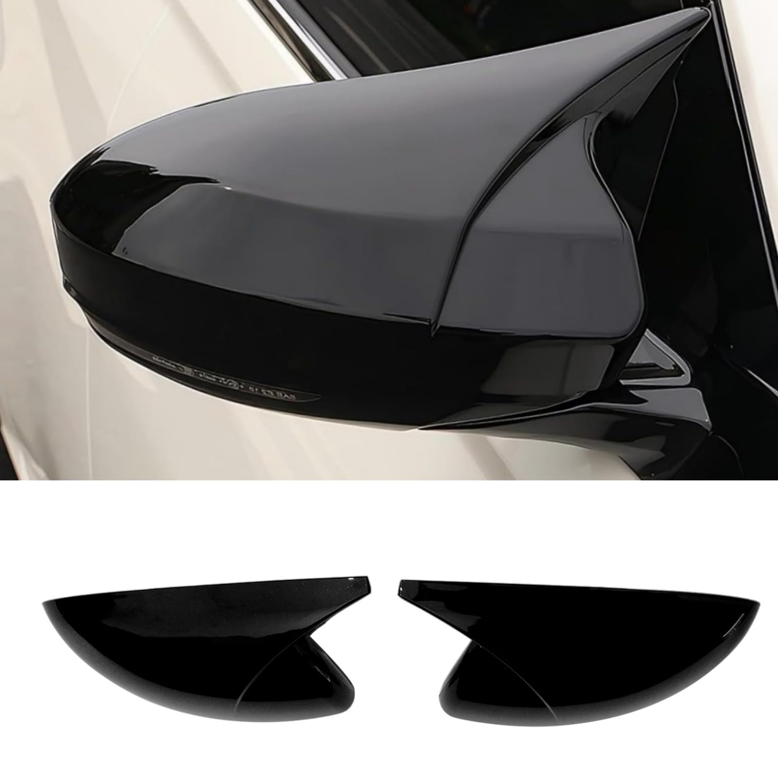 ドアミラーカバー 日産 サニー/ティアナ 2020-2025 サイドミラーカバー 角型 カーアクセサリー 傷防止 取り付け簡単 左右セット バックミラーカバー ABS 艶あり黒