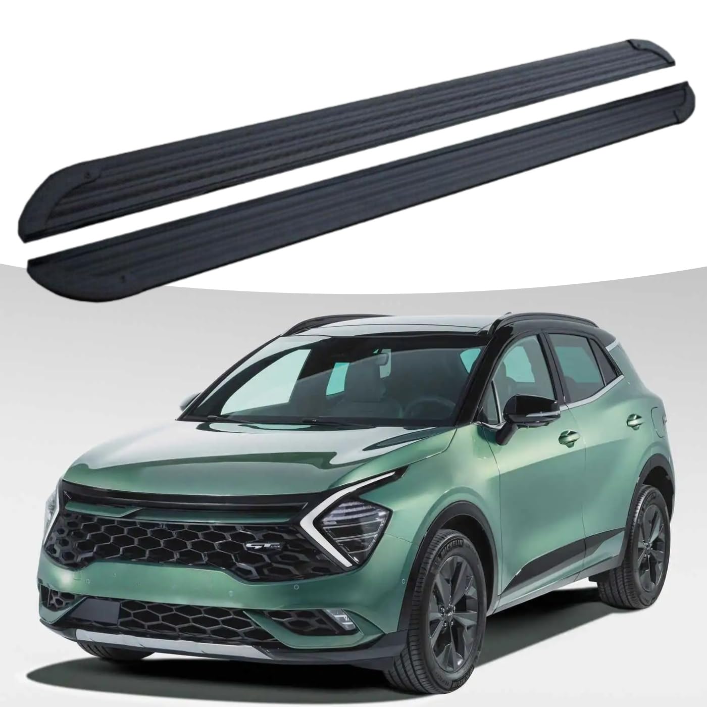 Rakuten - サイドステップランニングボード ナーフバー サイドペダルプロテクター KIA Sportage 2022-2026 LWB用 オールブラック 2個