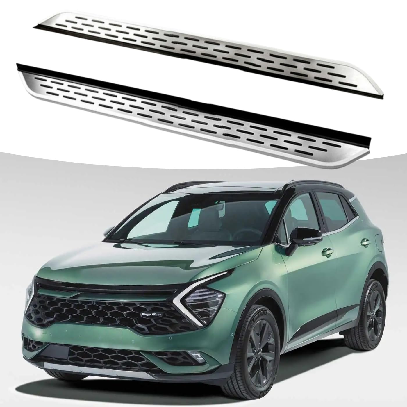 Rakuten - サイドステップランニングボード ナーフバー サイドペダルプロテクター KIA Sportage 2022-2026 LWBシルバー用 2個