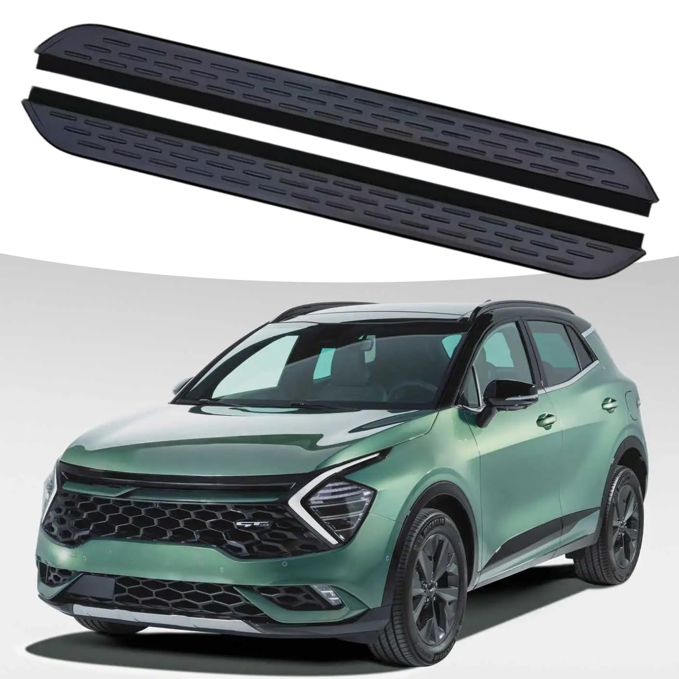 Rakuten - サイドステップランニングボード ナーフバー サイドペダルプロテクター KIA Sportage 2022-2026 LWB用 ブラック 2個