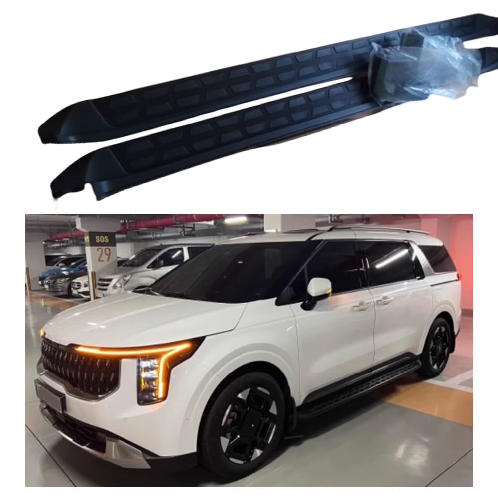 Rakuten - ランニングボード Kia Carnival 2022-2025 ドア 固定 サイドステップ ペダル ナーフ バー プラットフォーム プロテクター 2個 (ブラック)
