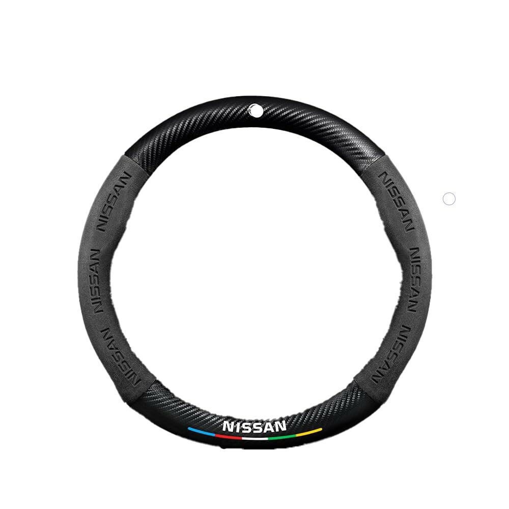 カーステアリングホイールカバー適合日産 アルティマ/アーマダ 1枚入り スエード素材の快適な肌触り 専用カーロゴ保護ケース 吸汗速乾 通気性 滑り止め 車内インテリア Black-38cm [並行輸入品]