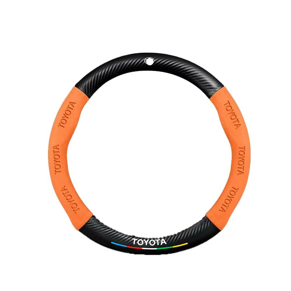 Rakuten - カーステアリングホイールカバー適合トヨタ ランドクルーザー HV/FJクルーザー 1枚入り スエード素材の快適な肌触り 専用カーロゴ保護ケース 吸汗速乾 通気性 滑り止め 車内インテリア Orange-38cm [並行輸入品]