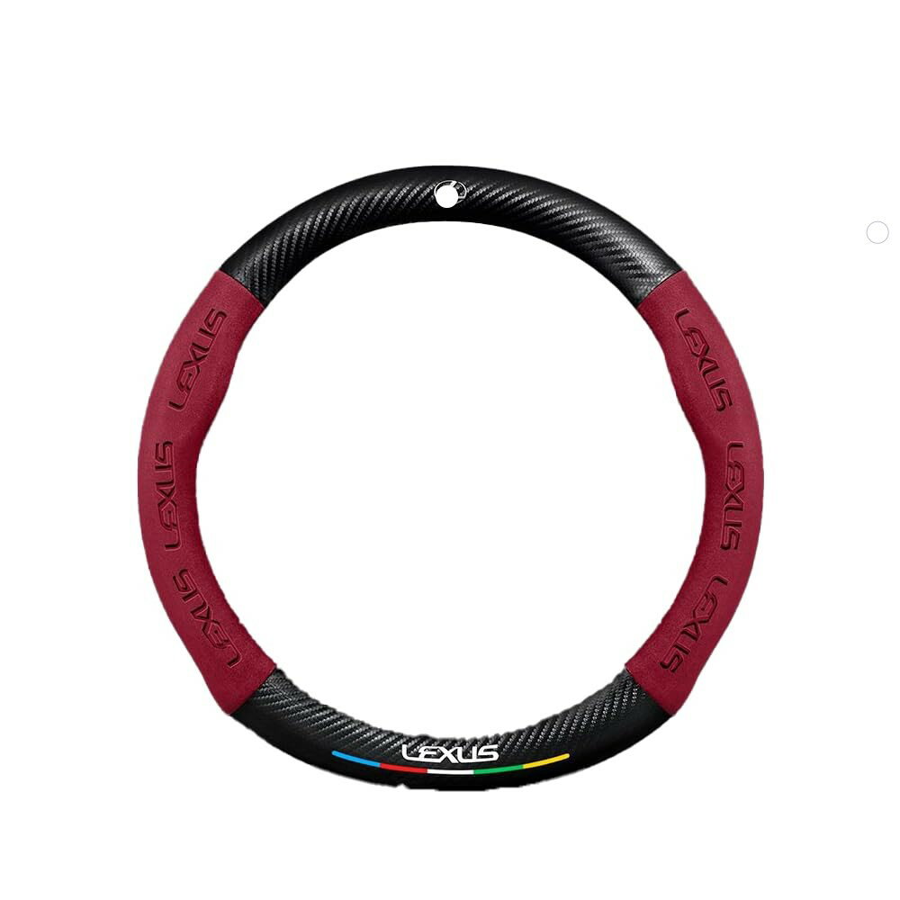 カーステアリングホイールカバー適合レクサス IS F/IS250/200t/IS300 1枚入り スエード素材の快適な肌触り 専用カーロゴ保護ケース 吸汗速乾 通気性 滑り止め 車内インテリア Red-38cm [並行輸入品]