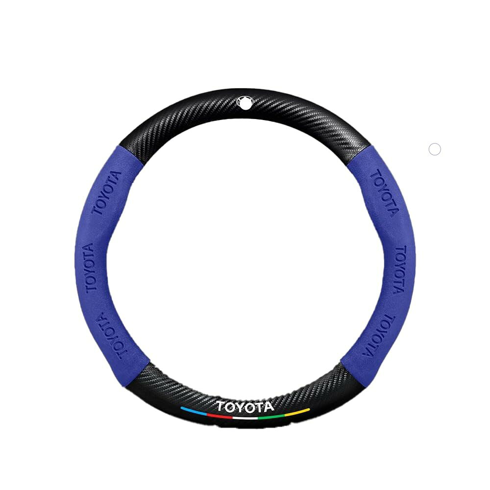 Rakuten - カーステアリングホイールカバー適合トヨタ ヤリス/ヤリスクロス 1枚入り スエード素材の快適な肌触り 専用カーロゴ保護ケース 吸汗速乾 通気性 滑り止め 車内インテリア Blue-38cm [並行輸入品]