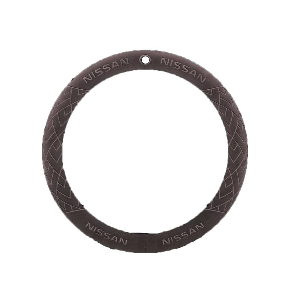 カーステアリングホイールカバー適合日産 アルティマ/アーマダ 1枚入り スエード素材の快適な肌触り 専用カーロゴ保護ケース 吸汗速乾 通気性 滑り止め 車内インテリア Brown-38cm [並行輸入品]