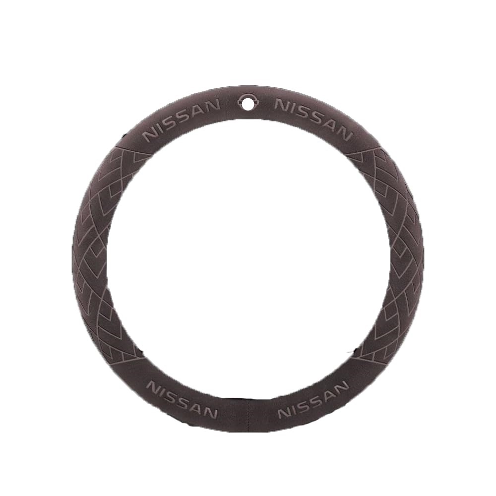 Handle Cover - カーステアリングホイールカバー適合日産 ローグ T33/ハイブリッド 1枚入り スエード素材の快適な肌触り 専用カーロゴ保護ケース 吸汗速乾 通気性 滑り止め 車内インテリア Brown-38cm [並行輸入品]
