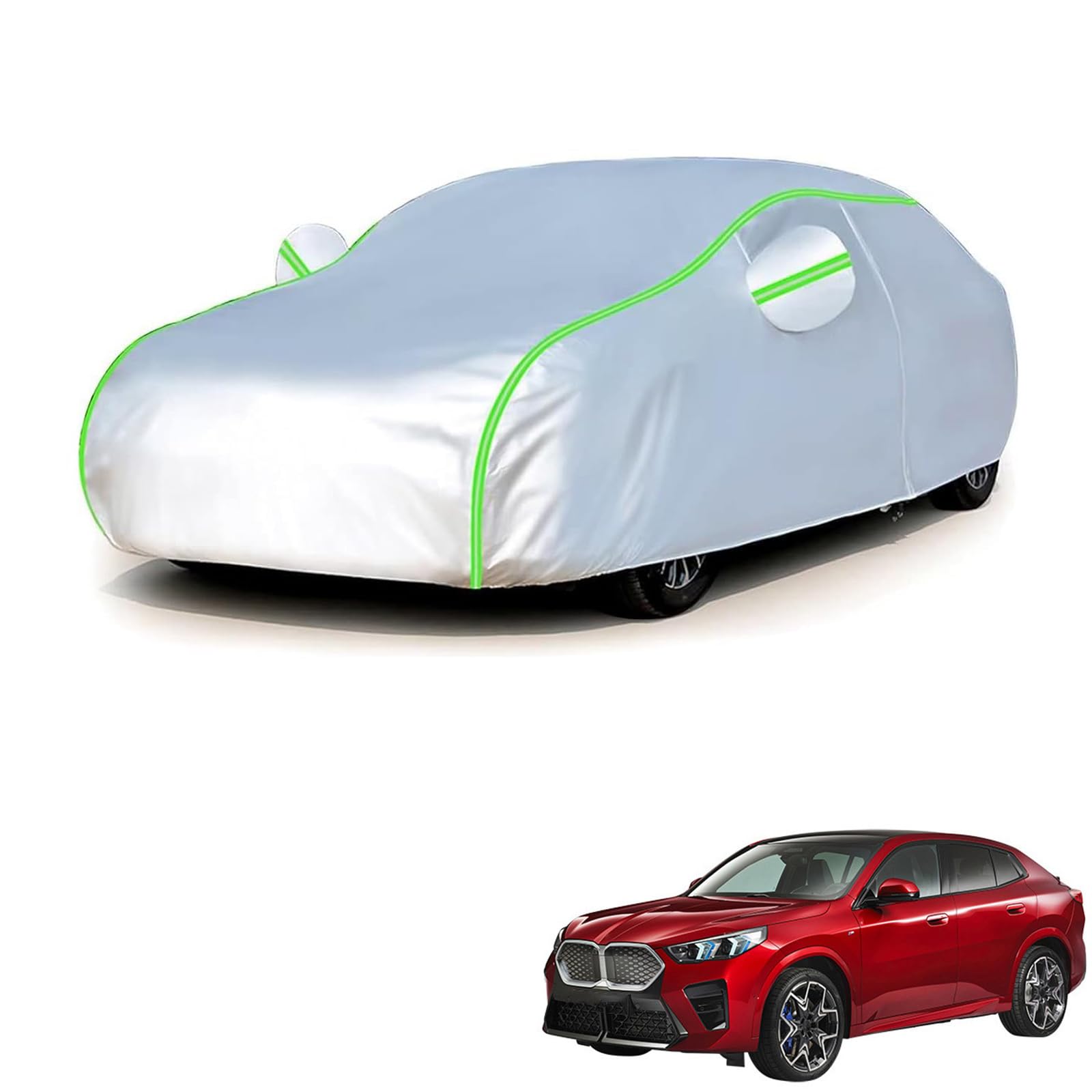 BMW iX2 (電気自動車) U10 2023年10月?現行 専用 全天候対応自動車カバー 紫外線防止 雨対策 防風 防水 傷防止 反射ストリップ 収納袋 保護カバー