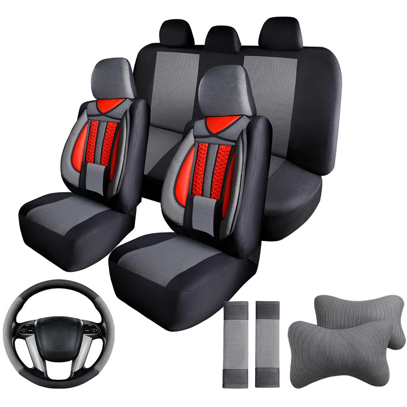 Rakuten - 5席 車用シートカバー に適用ヴィッツ NSP130 / NSP135 / NCP131 汎用【レザー+ストレッチ生地】全天候型 カーシートカバー 耐摩耗性 防汚性 通気性 車 座布団 取り付けが簡単 [並行輸入品]