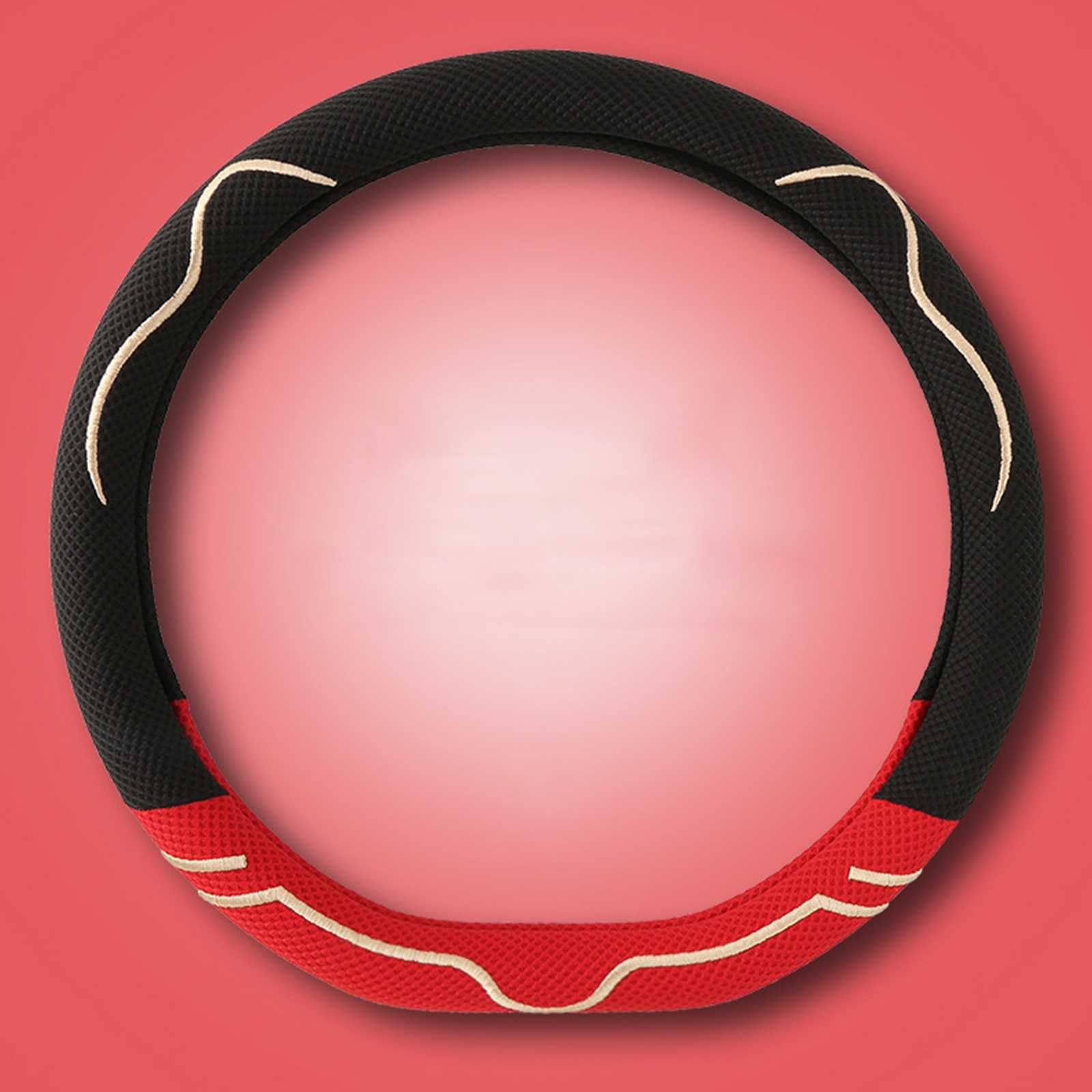 ハンドルカバー に適用エクストレイル/GT-R / NV200/フーガ/エルグランド E52 ステアリングカバー【新型 ピーチハートアイスシルク】汎用 車 ハンドルカバー 36.5-37.9cm グリップ 滑り止め 通気性がよい かわいい おしゃれ オールシーズン対応 手触りよし 保護カバー ハンド